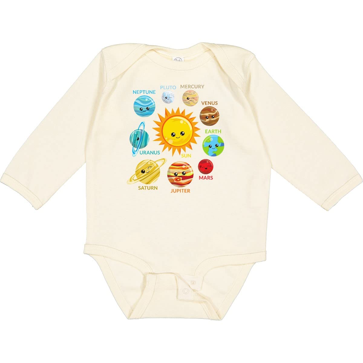 Inktastic Cute Planets Solar System Space Cosmos Galaxy Long Sleeve Baby Bodysuit - Perfect for Astronaut-Themed Birthday Parties & Space Lover Gifts