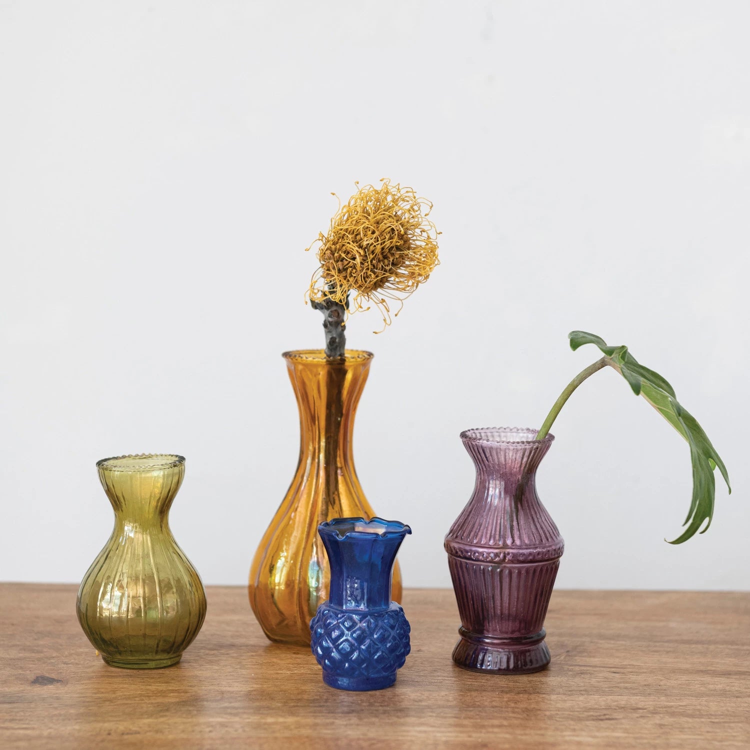 Elegant Debossed Glass Vases Set - Handcrafted Home Decor for Centerpieces, Wedding, and Floral Arrangements