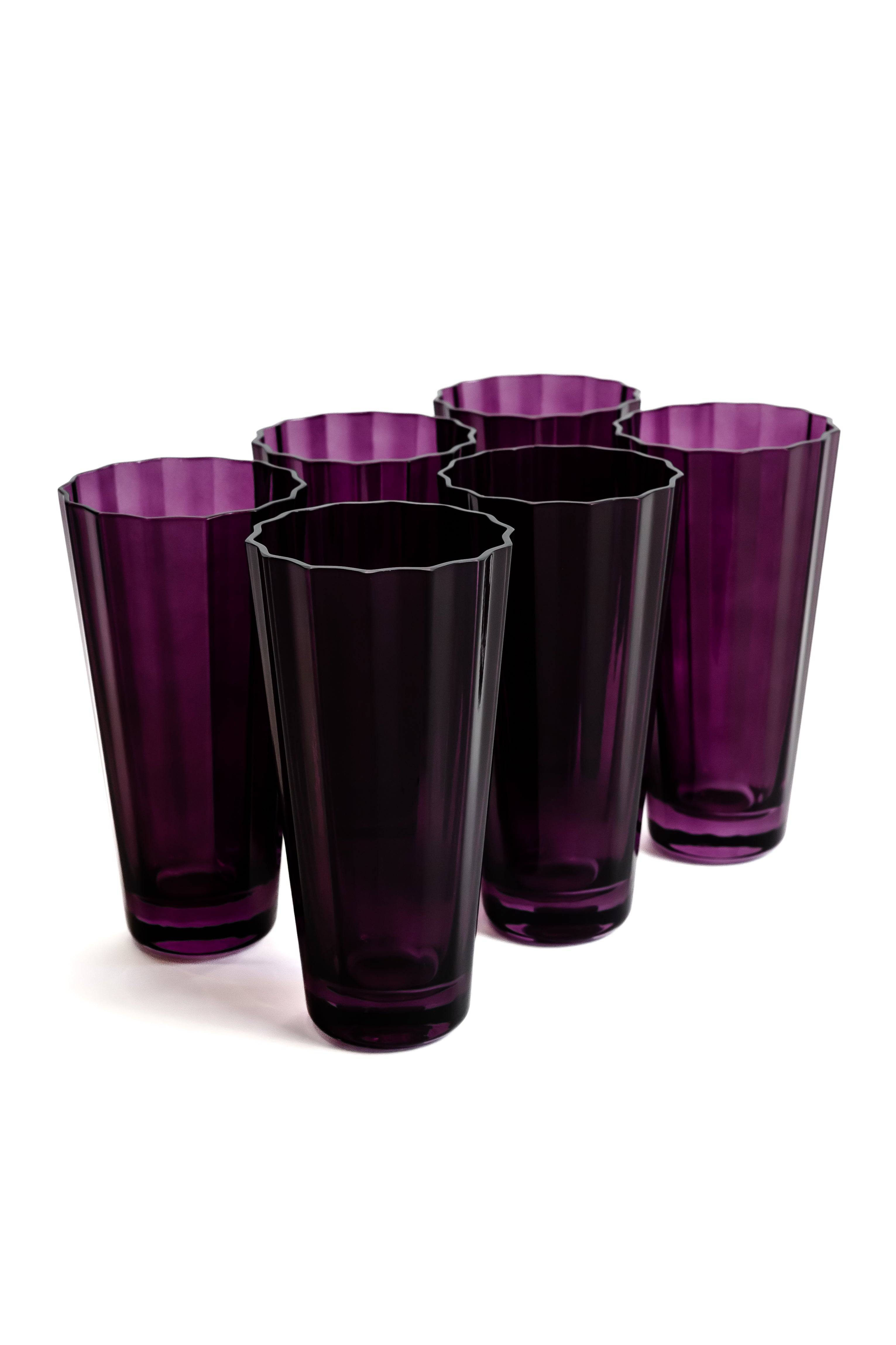 Estelle Colored Sunday Highball Glasses Set of 6 - Amethyst Purple Drinking Glasses for Cocktails, Iced Tea & Entertaining - Elegant Barware for Home, Parties & Gifts