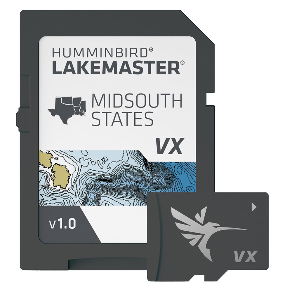 Humminbird Lakemaster VX Mid South States GPS Fishing Map Card - Perfect for Bass and Crappie Fishing in Lakes Across the Southern US