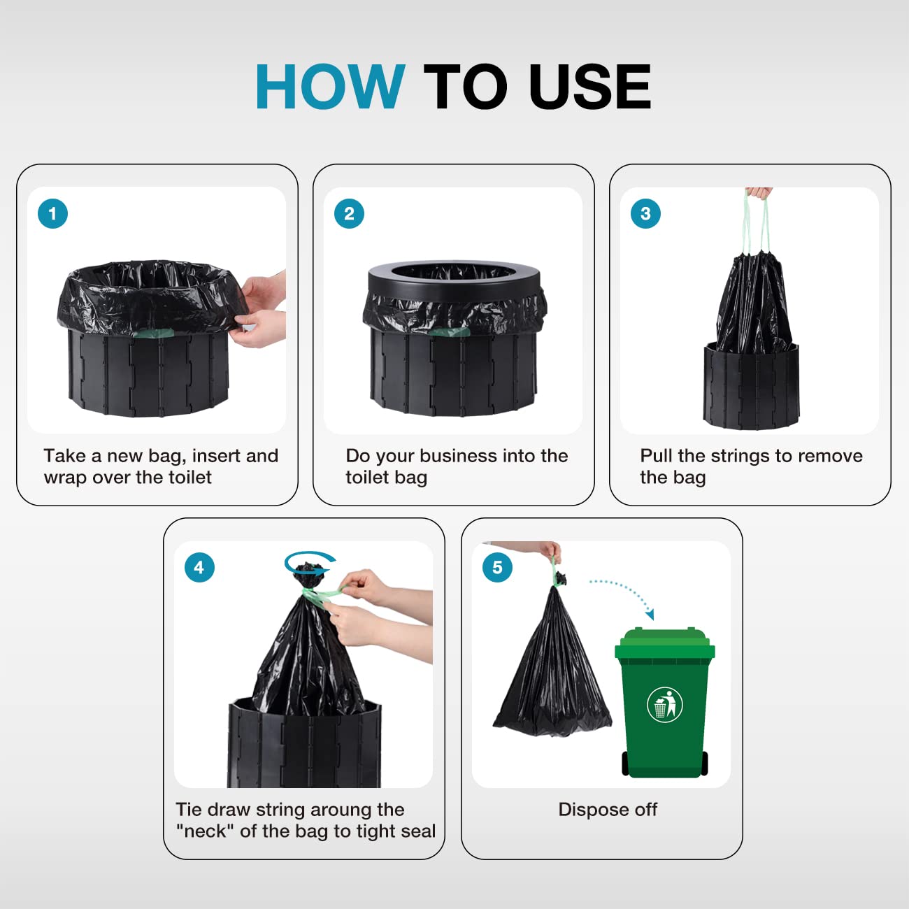 TRIPTIPS 8 Gallon Portable Toilet Bags with Drawstring - Leak-Proof Camping Toilet Waste Liners | Ideal for Outdoor Adventures, Camping, Hiking, RV Trips & Emergency Preparedness