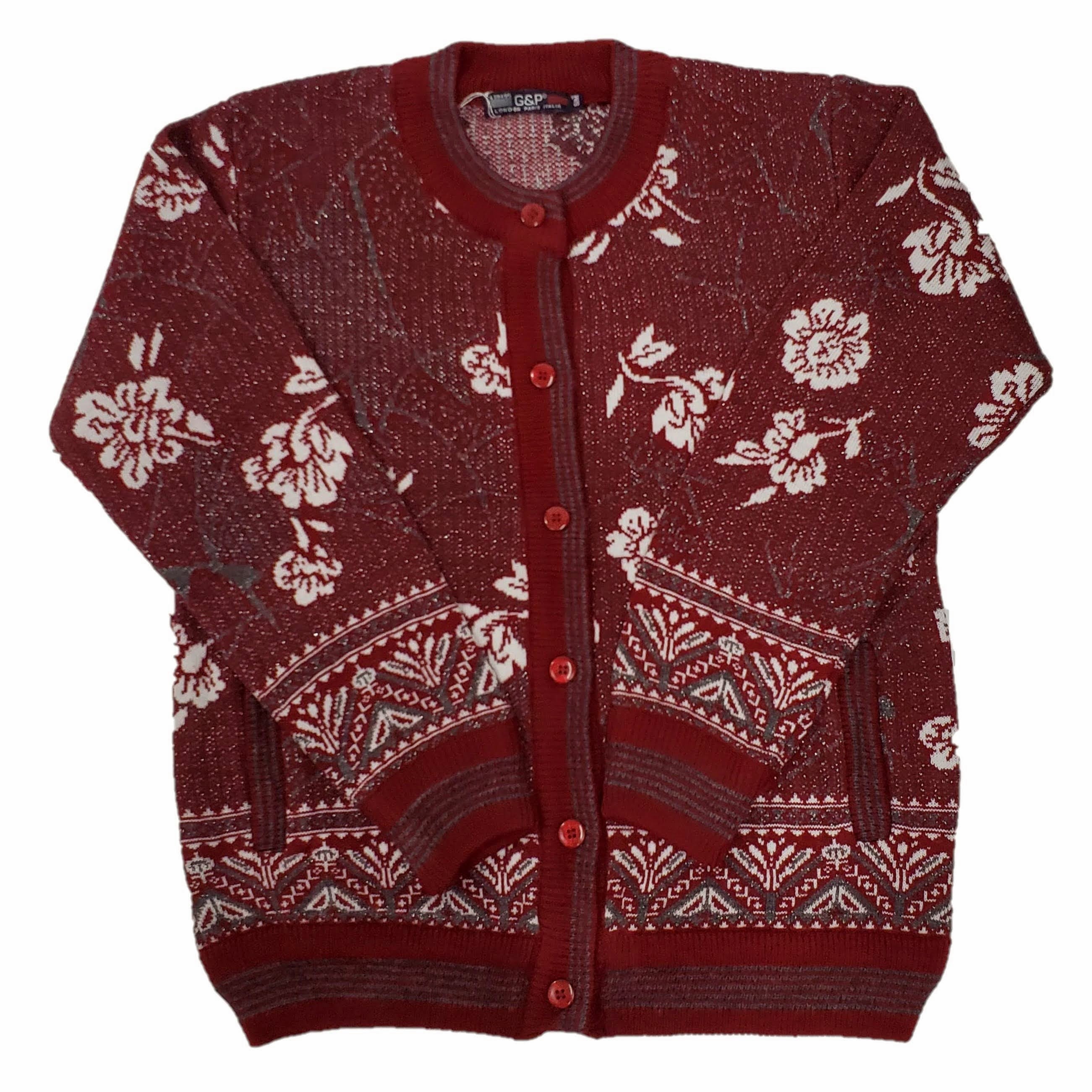 Women's Jacquard Lurex Knit Cardigan Sweater - Elegant & Cozy for Fall, Winter, and Casual Outings