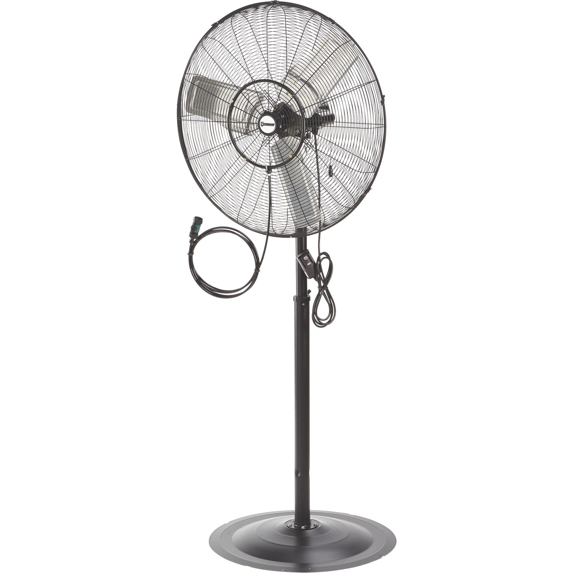 Strongway 30in Outdoor Pedestal Misting Fan - 7200 CFM High Power Cooling Fan for Patio, Poolside, Backyard, and Commercial Use