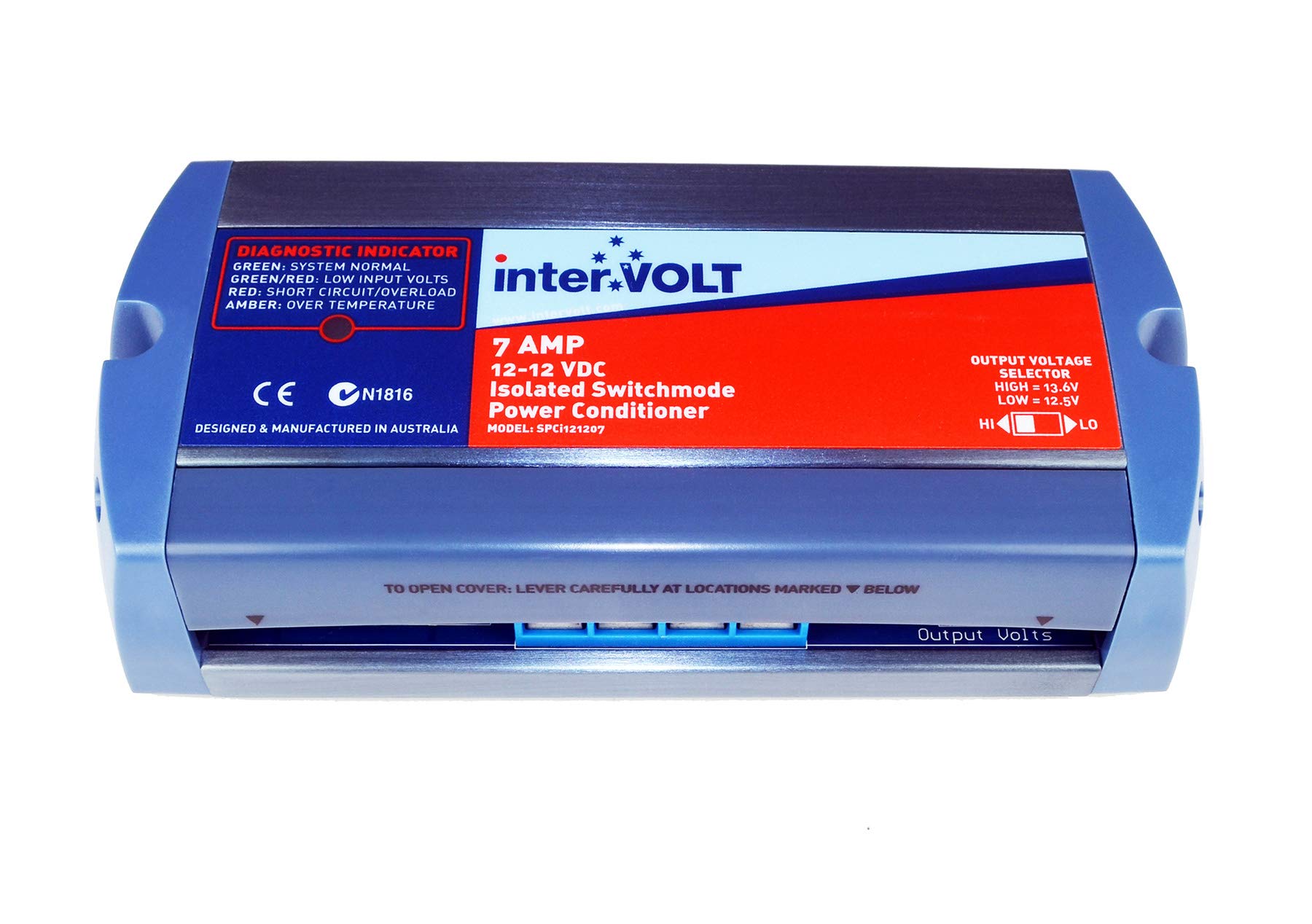 interVOLT 12V DC Voltage Stabilizer & Regulator - Heavy Duty 7A DC-DC Isolated Power Conditioner & Battery Charger (10-16V Input, 12.5/13.6V Output) - Model SPCi121207 - Perfect for RVs, Boats, Solar Systems & Off-Grid Power Applications