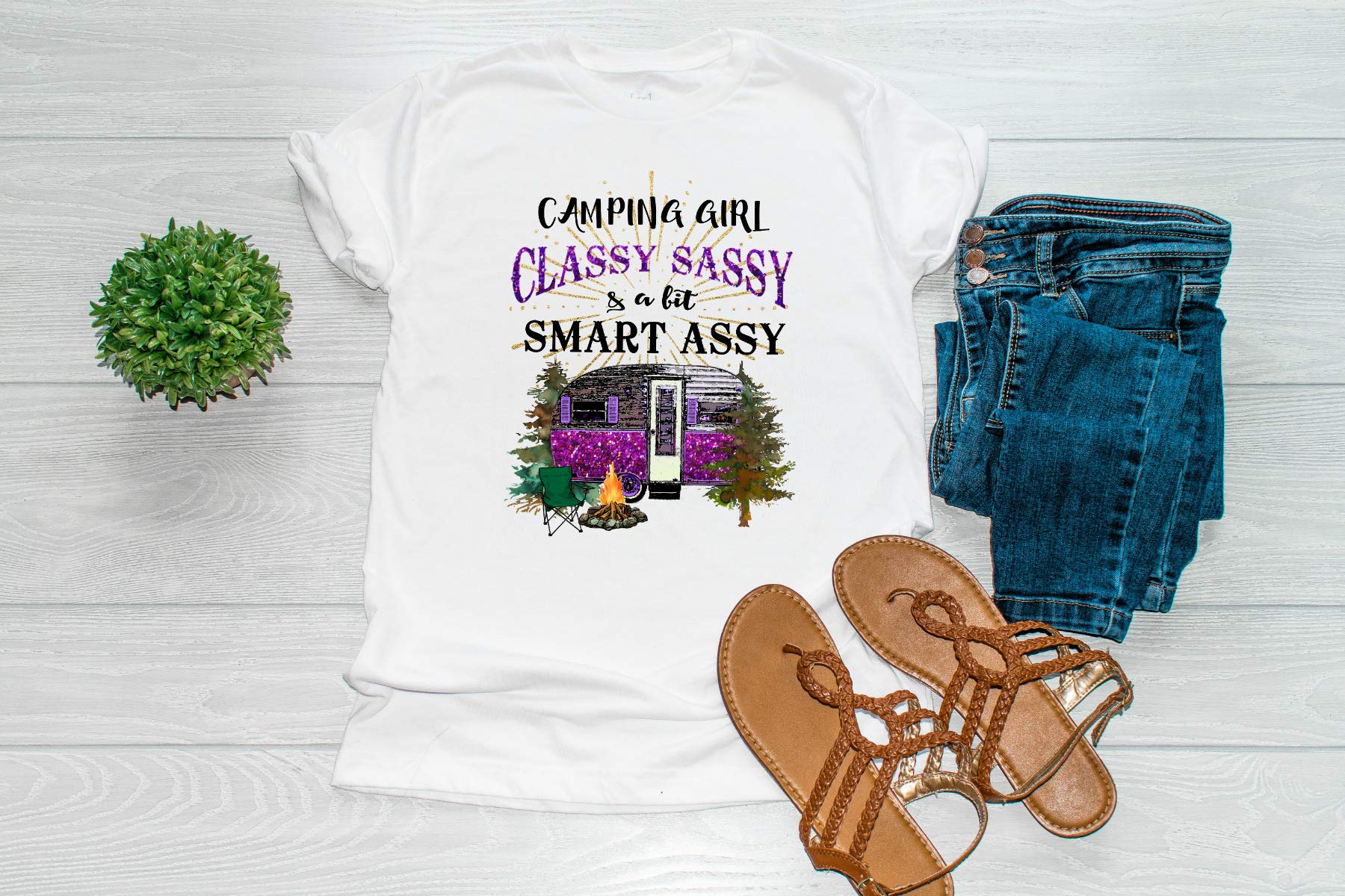 Custom Camping Girl Sublimation Transfer - Ready to Press Design for T-Shirts | Outdoor, Travel & Summer Camping Apparel | DIY Camper Shirt for Adults | Perfect for Hiking Trips & Outdoor Adventures