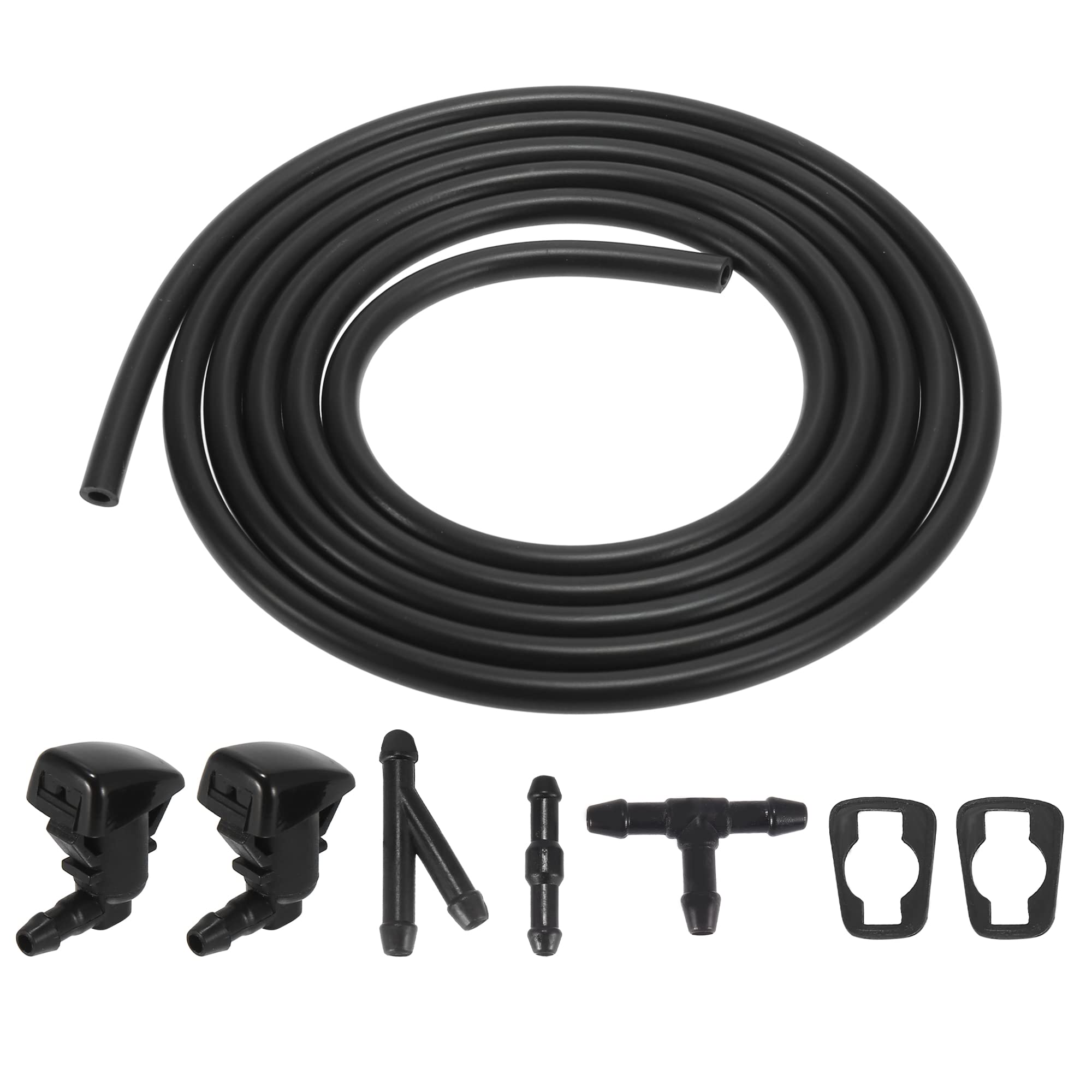 X AUTOHAUX Front Windshield Washer Nozzles Kit for Ford Focus - 2.2M Washer Hose with 3 Connectors - Replacement for 8S4Z17603AA - Perfect for Car Cleaning & Windshield Maintenance
