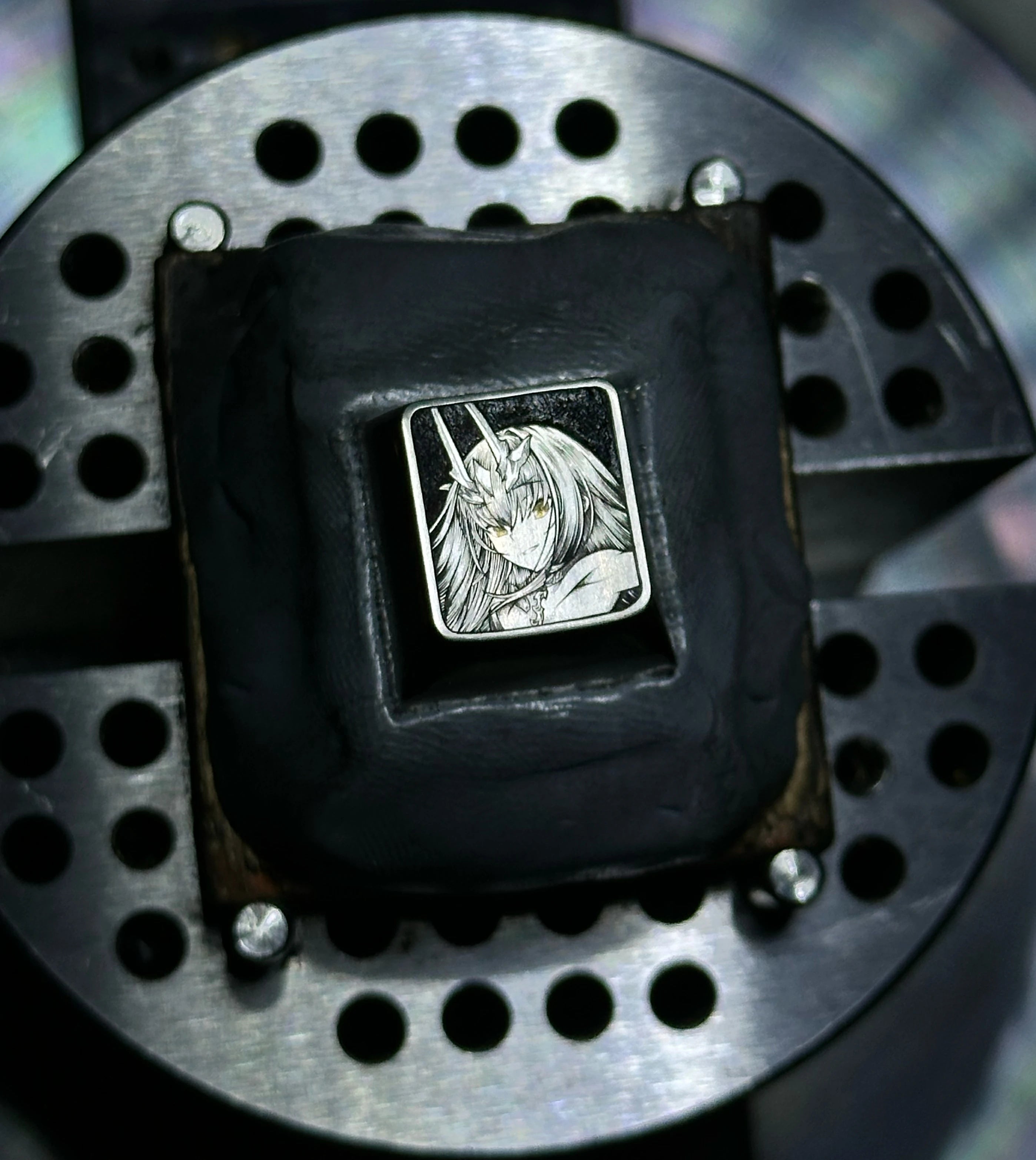 Hand Carved Titanium Alloy Keycaps - Nero Claudius Design with Silver & Gold Inlay | Custom Mechanical Keyboard Keycaps for Gaming & Typing Enthusiasts | Perfect for Mechanical Keyboards, Gift Giving & Collectors