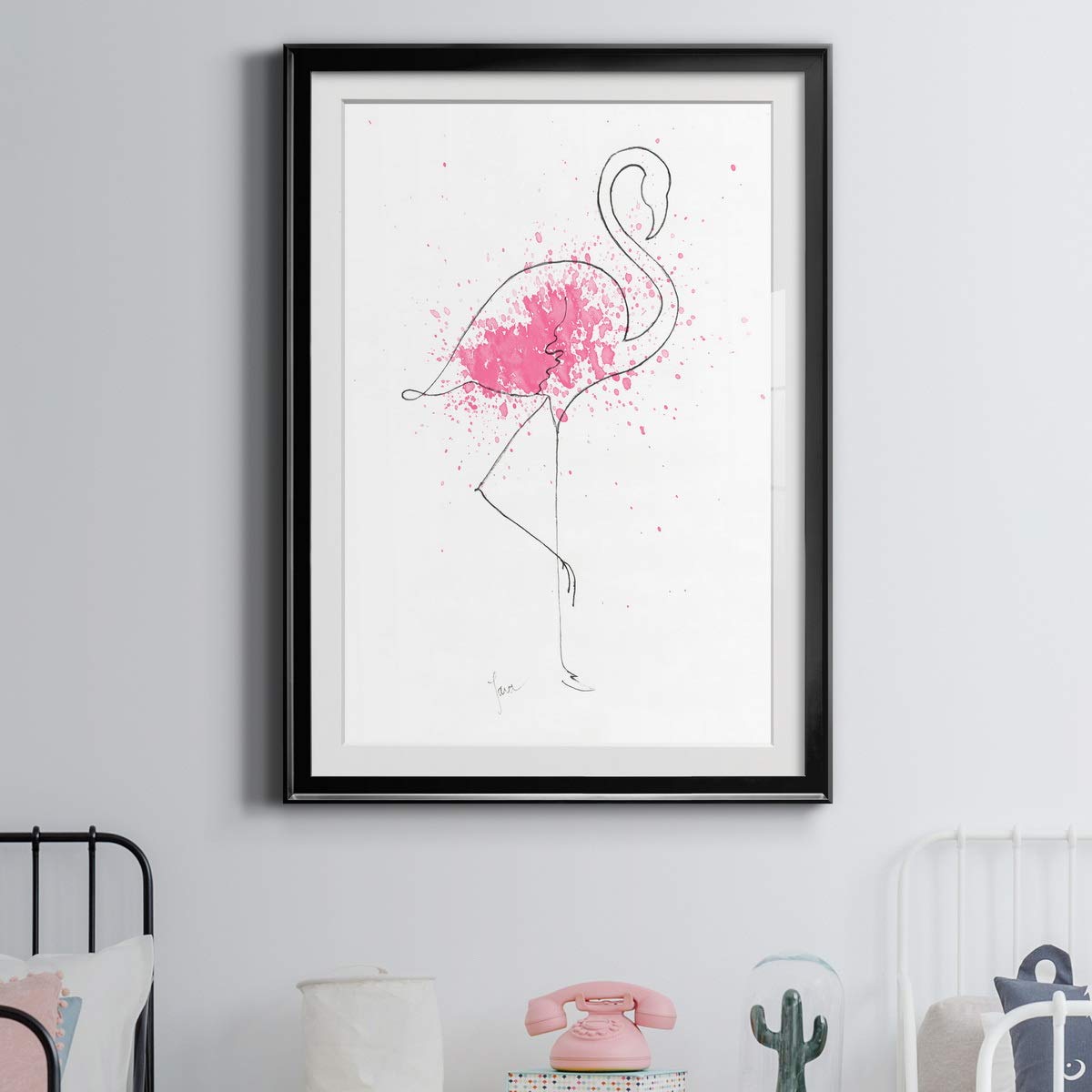Premium Black Framed Flamingo Splash Print 42x30 Inches - Ready to Hang Wall Art - Made in USA - Perfect for Living Room, Bedroom & Office Decor