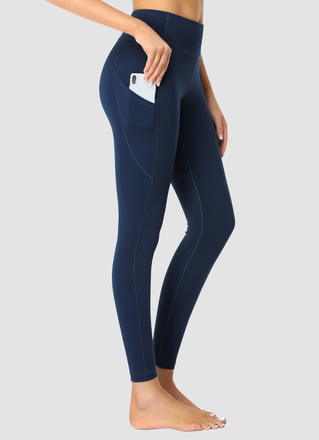 High Waist Yoga Pants for Women - Full Length Newborn Navy Leggings - Perfect for Postpartum Workouts, Maternity & Nursing Comfort