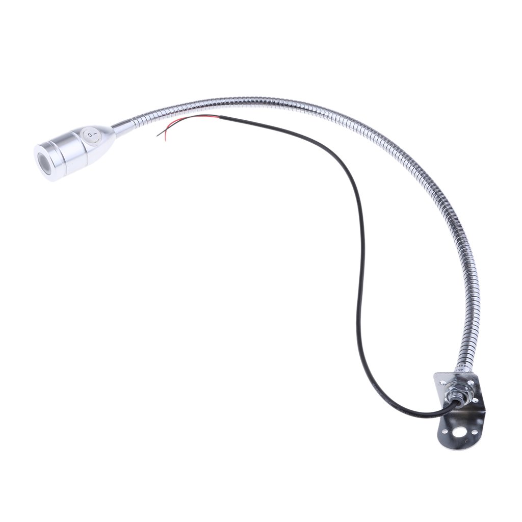 12V Gooseneck LED Bedside Reading Lamp - Adjustable Silver Wall Mount Light for Bed Headboard, Nightstand, Bookshelf (Perfect for Bedroom, Office, Dorm)