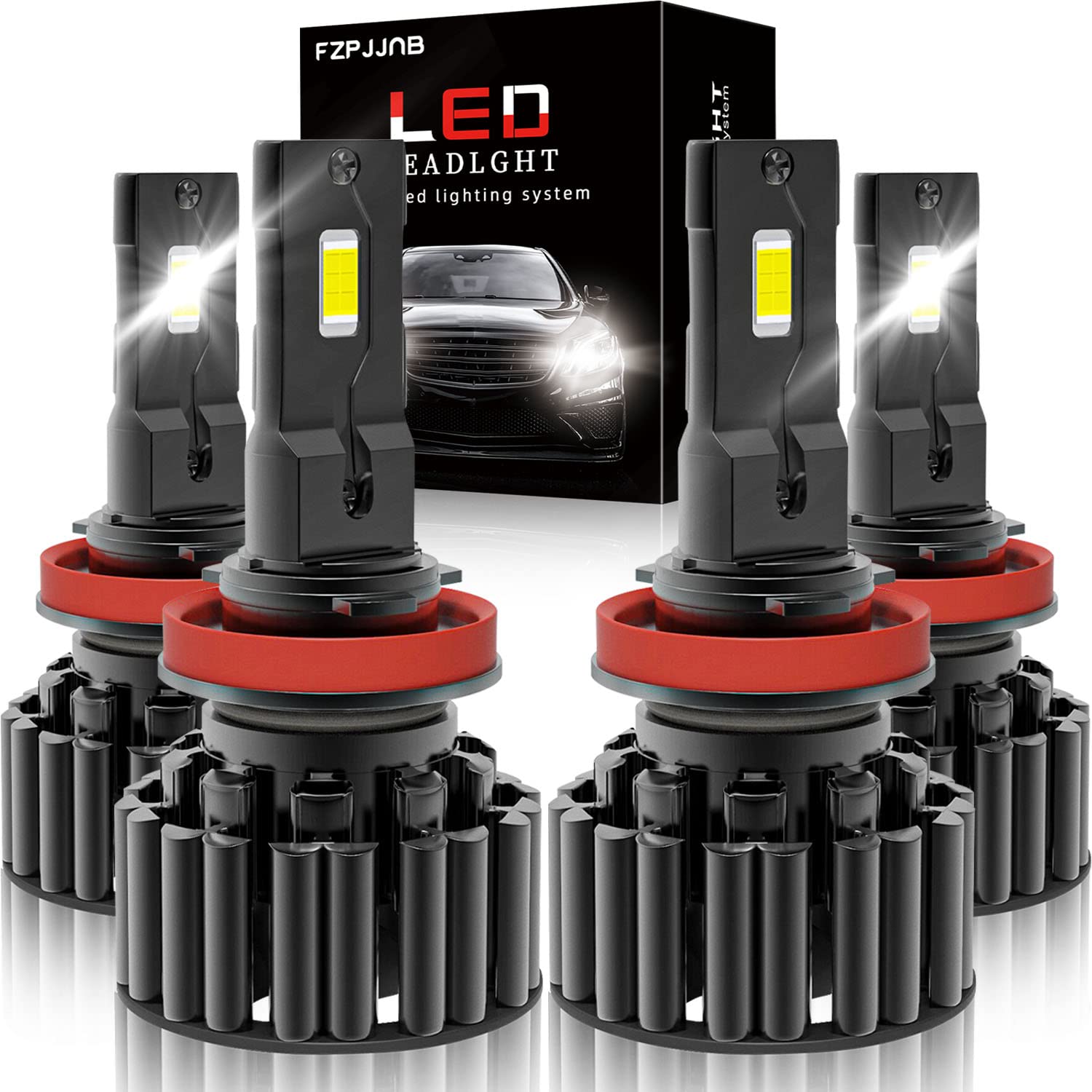 Ultra Bright 500% LED Headlight Bulbs H9 H11 for Nissan Sentra 2013-2019 - High/Low Beam Halogen Replacement Kit, 6500K Cool White, IP68 Waterproof, Plug & Play Easy Installation (Pack of 4) - Perfect for Night Driving, Foggy Conditions & Enhanced Road Visibility