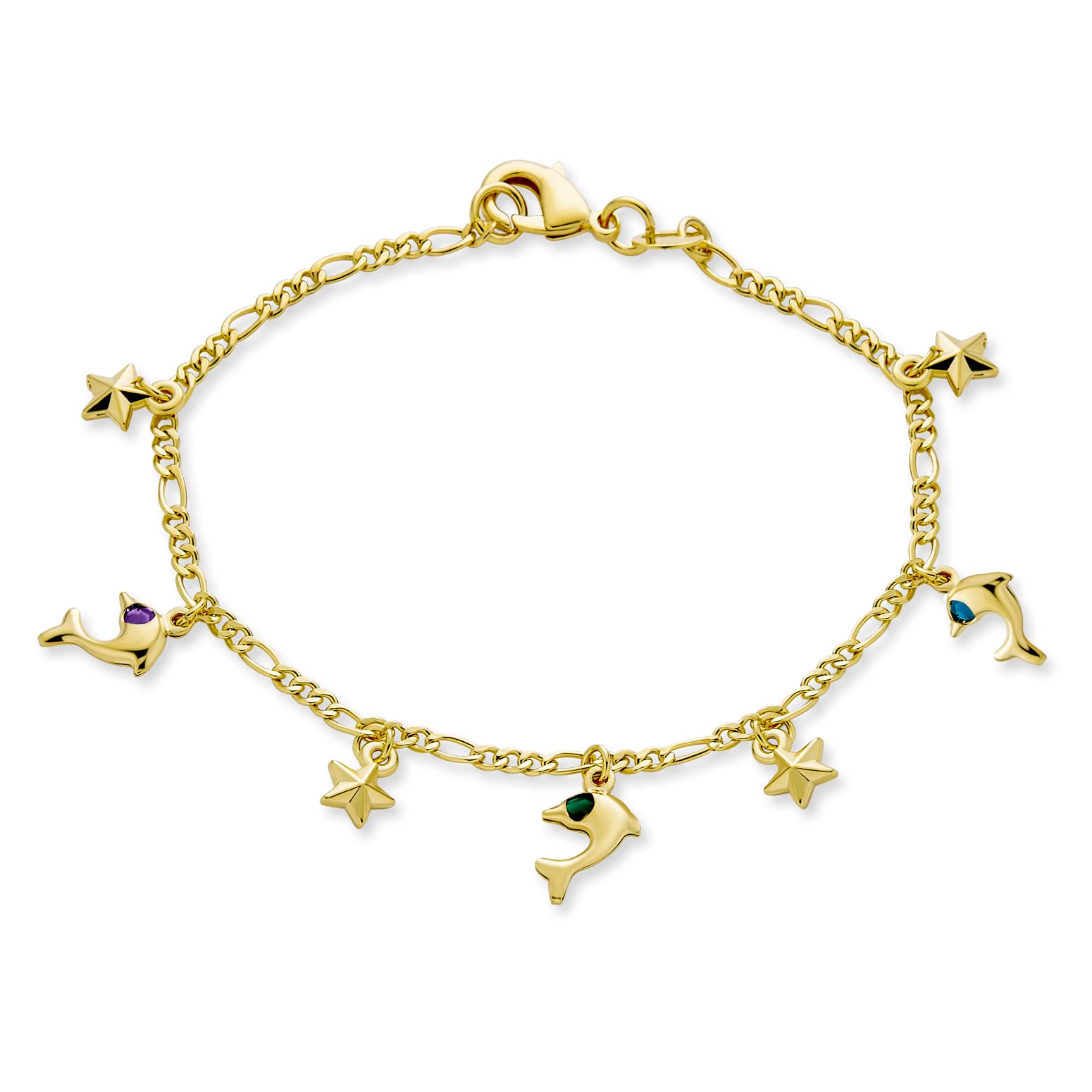 14K Gold Plated Nautical Charm Bracelet for Women - Beach Vacation Jewelry
