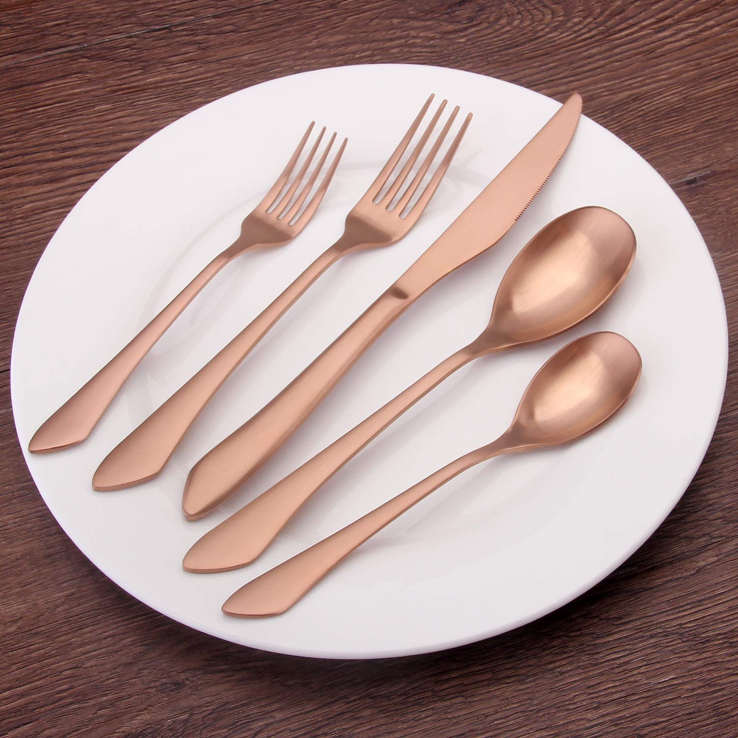 20-Piece Matte Rose Gold Silverware Set - Stainless Steel Flatware Set for 4, Elegant Satin Finish Cutlery Set for Home & Restaurant Use - Dishwasher Safe - Perfect for Dinner Parties, Weddings & Everyday Dining