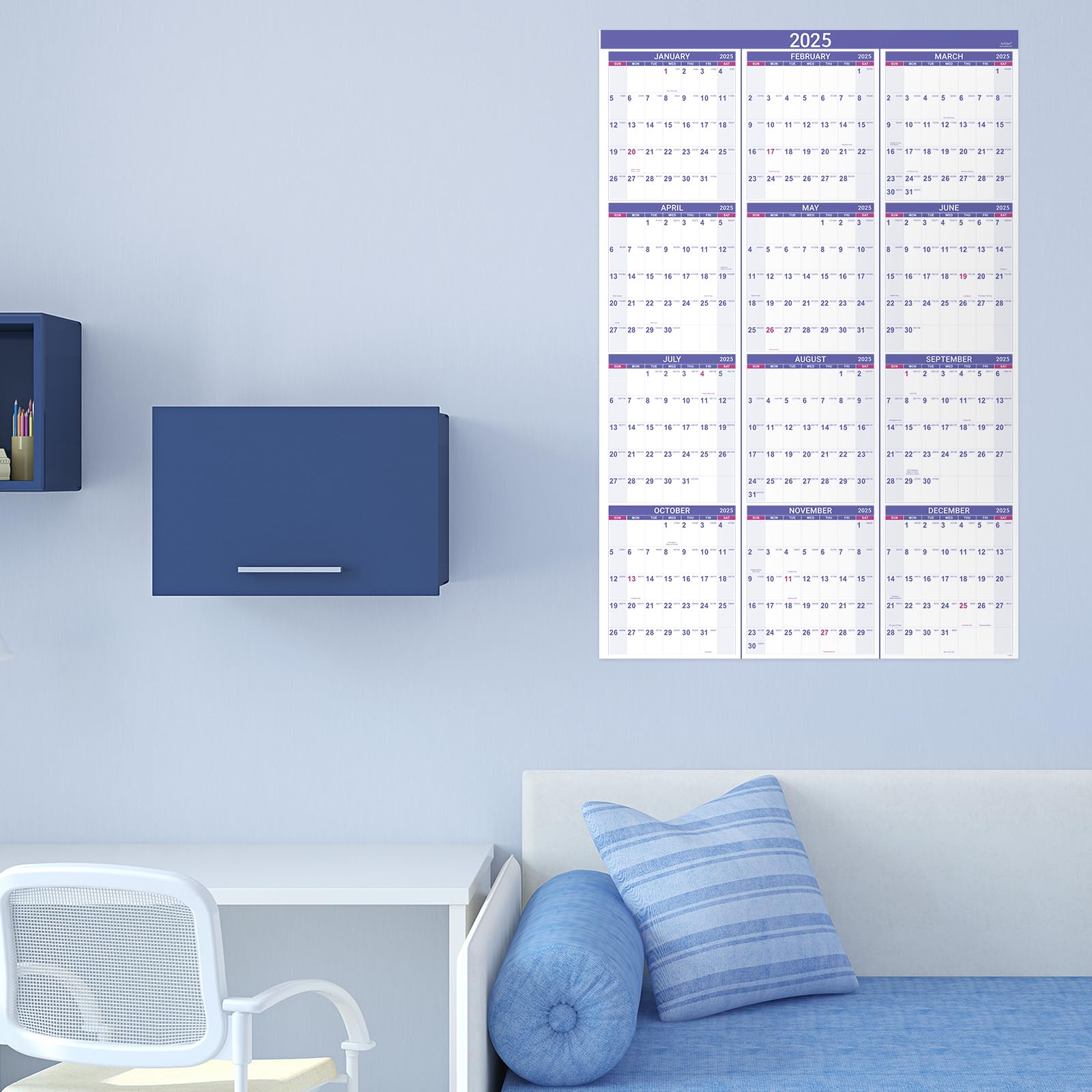 2025 Yearly Wall Calendar with Julian Dates - Premium Thick Paper Vertical Planner (Jan-Dec 2025) | 34.8