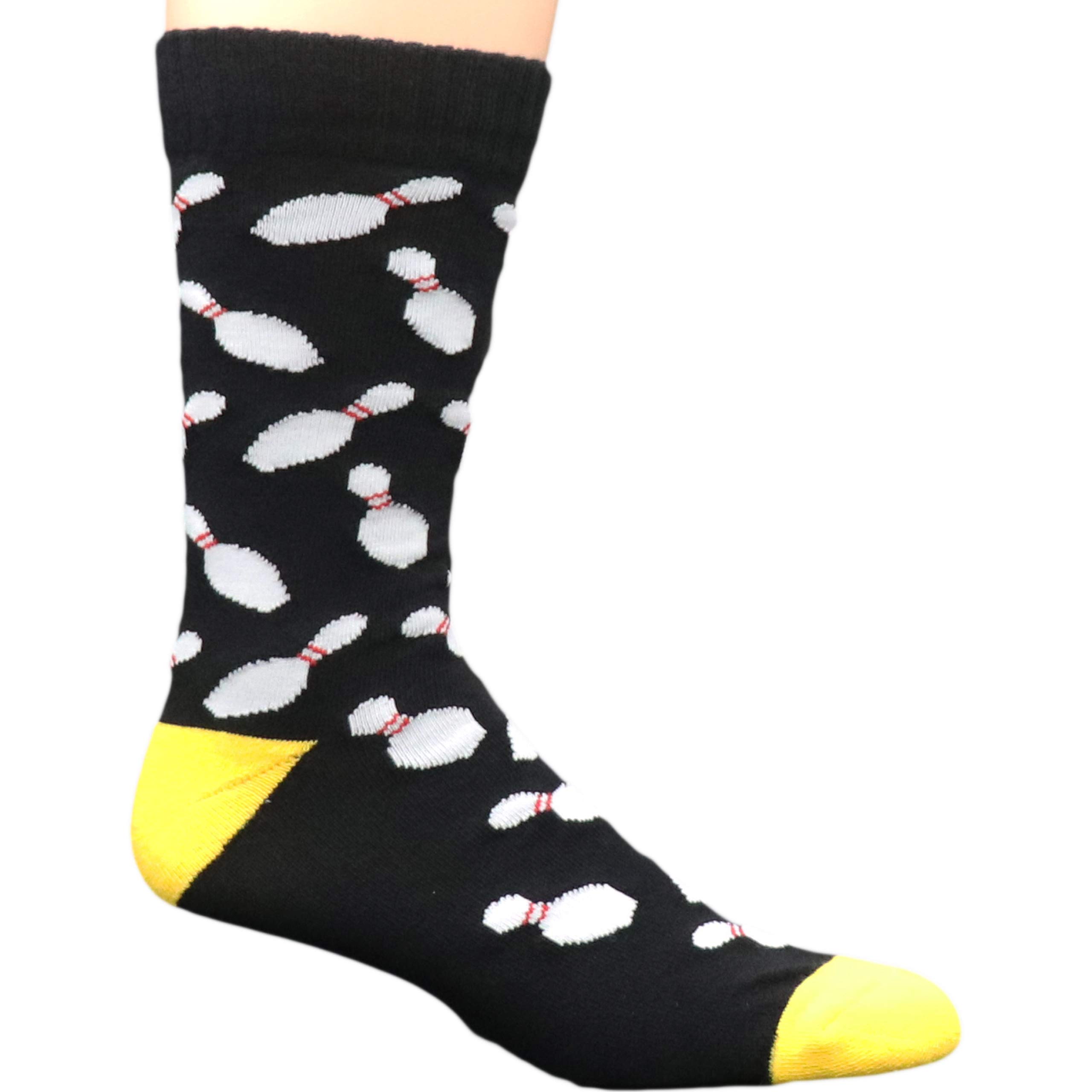 Premium Black & White Bowling Pins Dress Crew Socks - Comfortable & Stylish for Bowling, Cosplay & Casual Wear