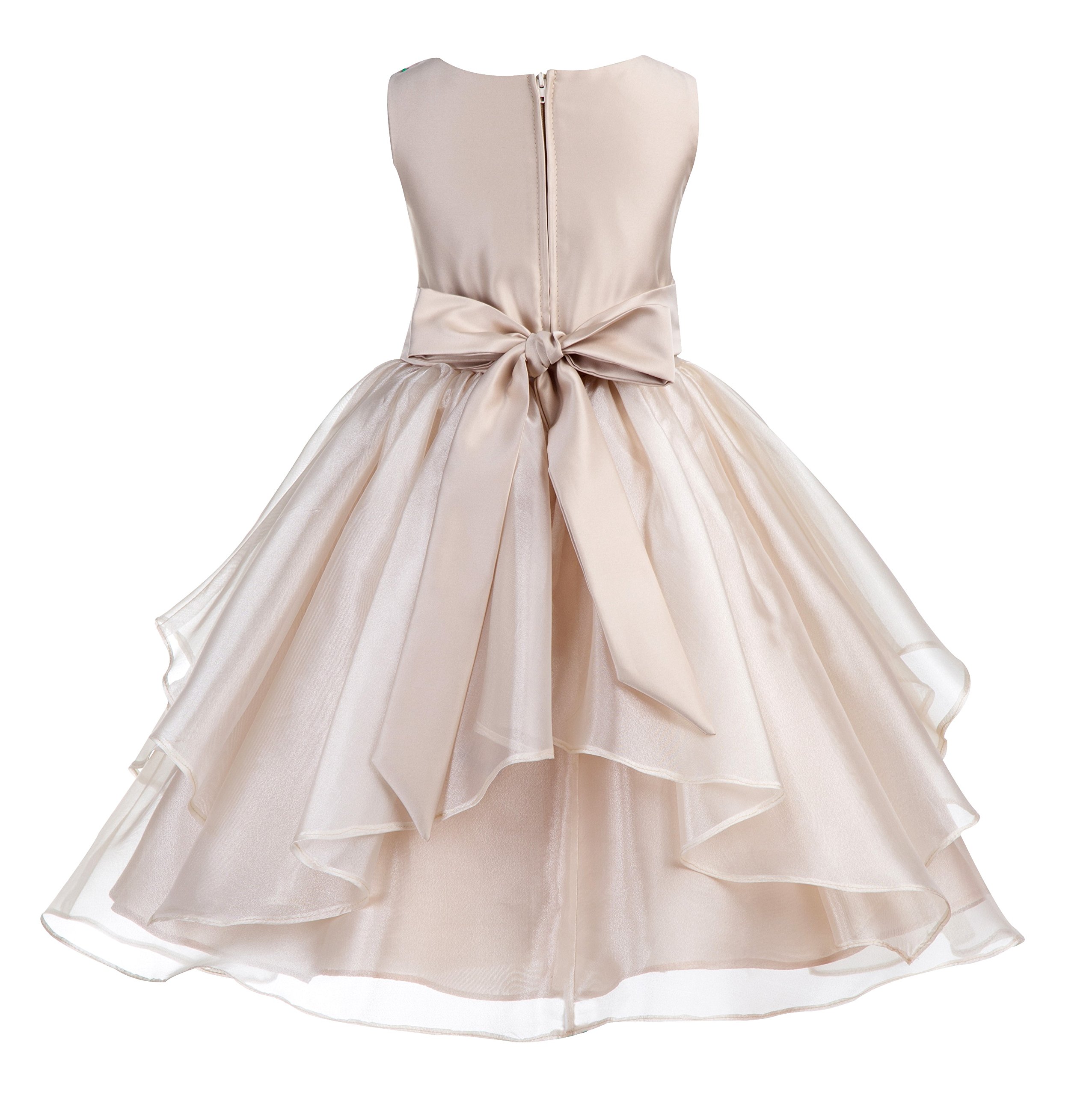 ekidsbridal Asymmetrical Ruffled Organza Sequin Flower Girl Dress for Toddlers - Perfect for Weddings, Pageants & Special Occasions