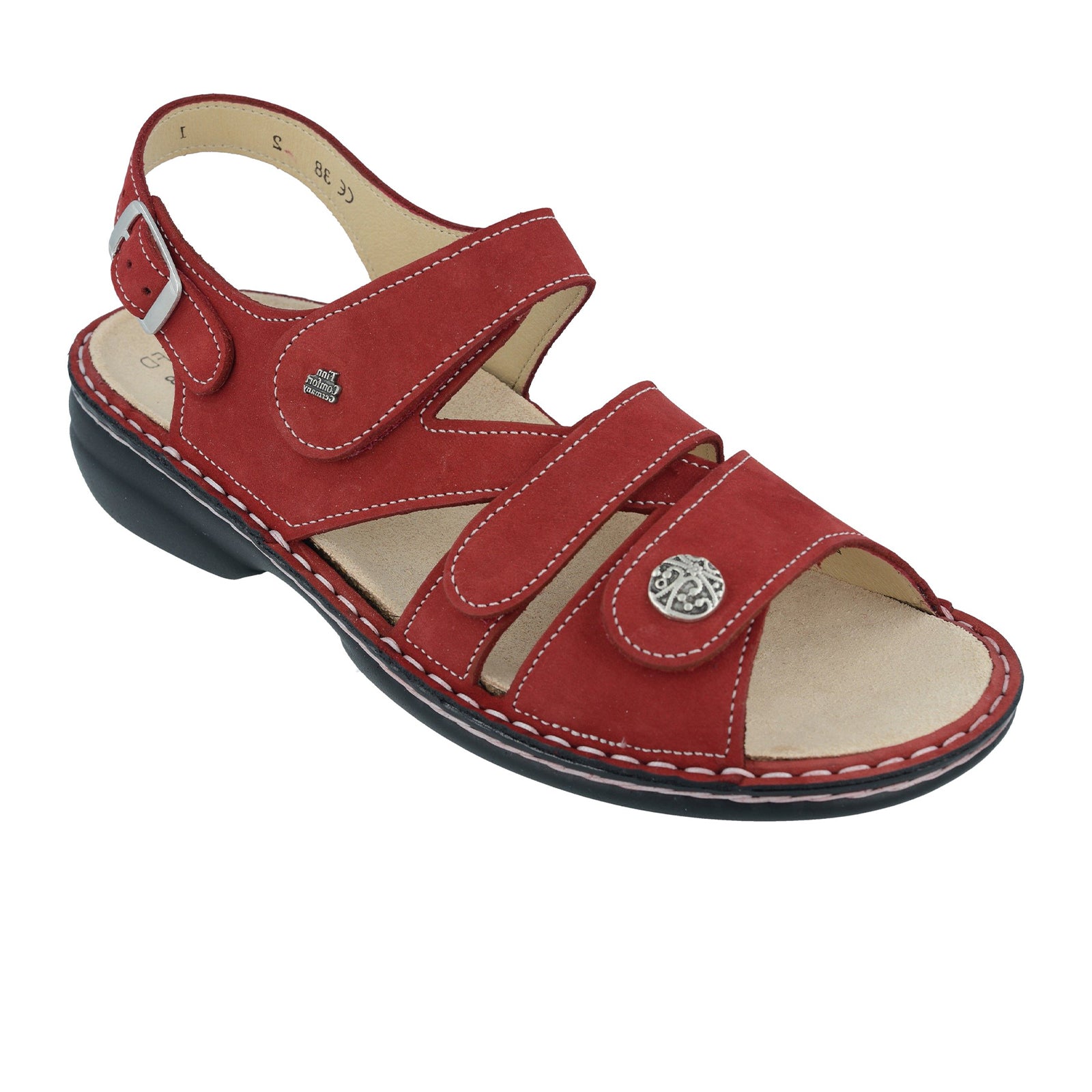 Finn Comfort Gomera S Backstrap Sandal for Women - Premium Chili Nubuk Leather Comfort Sandals | Perfect for Beach Vacations, Summer Walks & Casual Outings