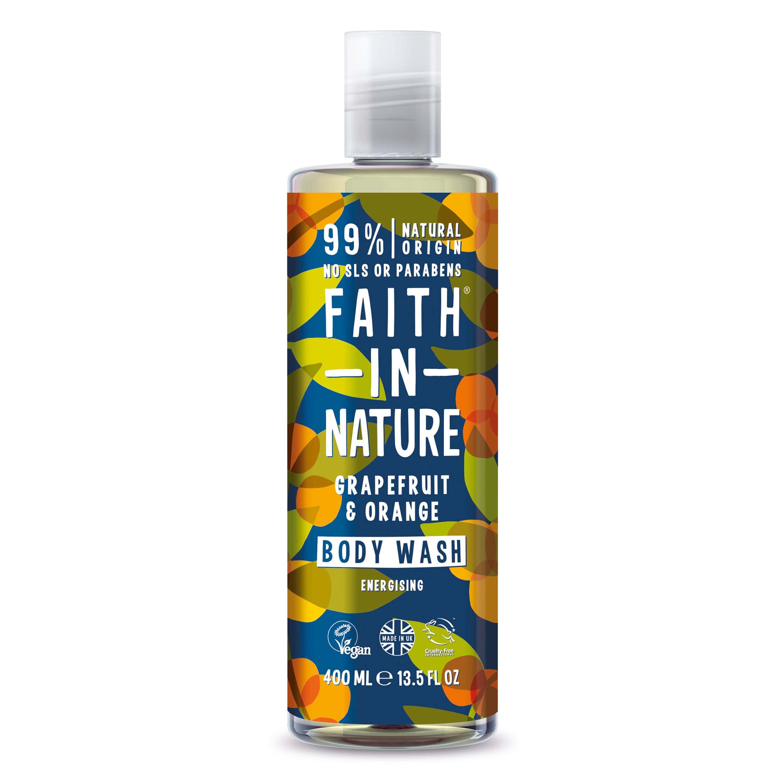 Faith In Nature Grapefruit & Orange Body Wash - Natural & Refreshing Shower Gel for Dry Skin - Perfect for Morning Showers & Spa Days