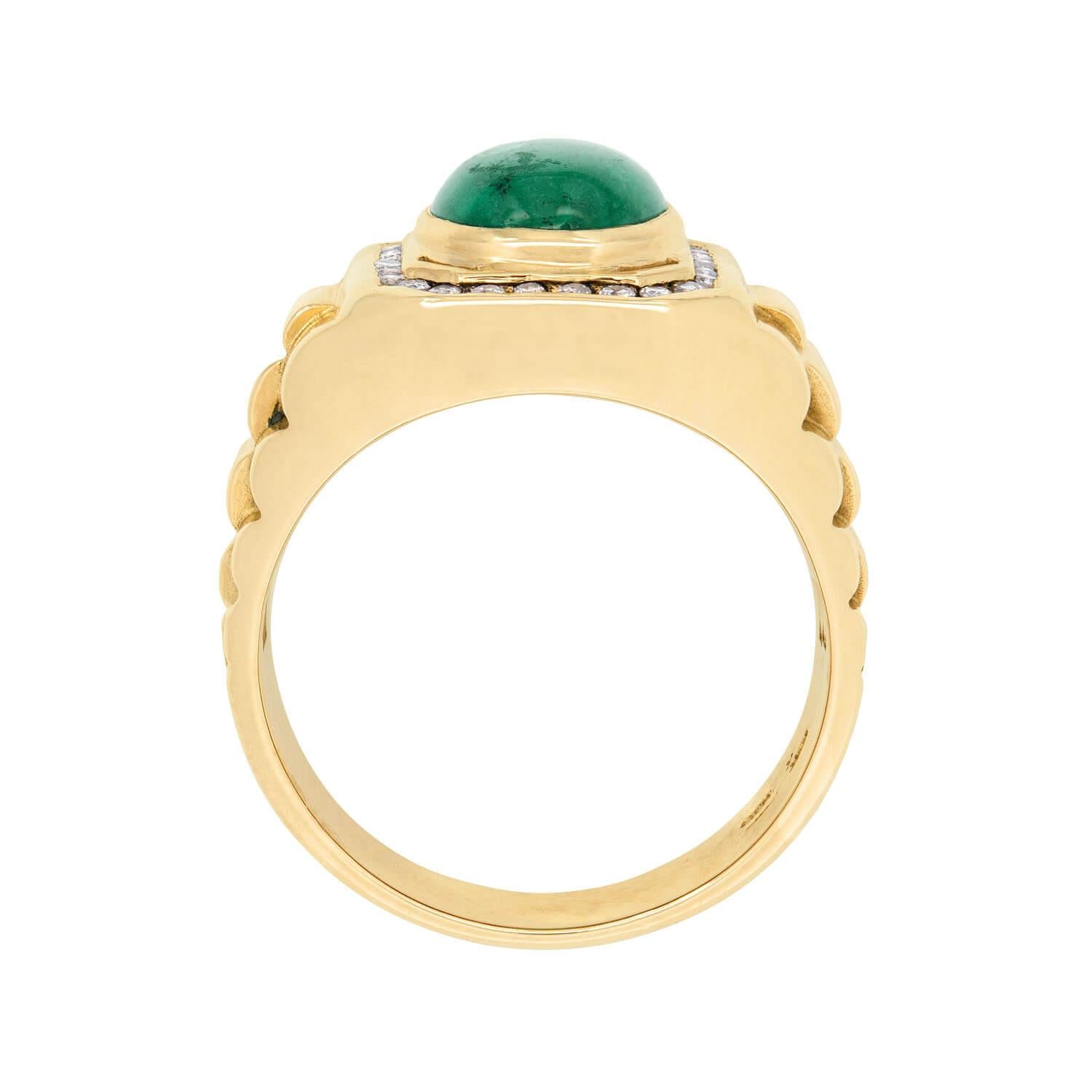Vintage 18k Gold Emerald and Diamond Ring for Women - Elegant Jewelry Gift for Engagement, Anniversary & Special Occasions