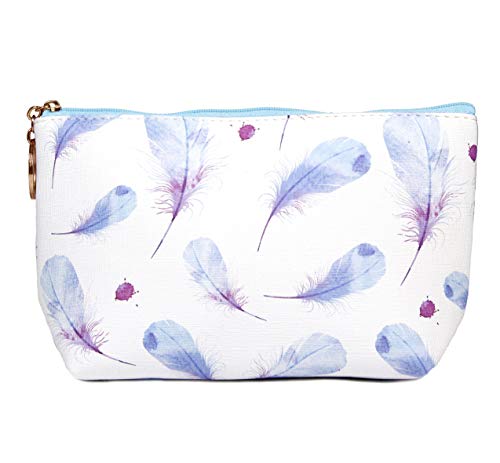 Auliné Collection Women's Cosmetic Makeup Brush Travel Organizer Pouch Bag with Gusset & Feather Design - Perfect for Makeup Artists & Travel Beauty Essentials