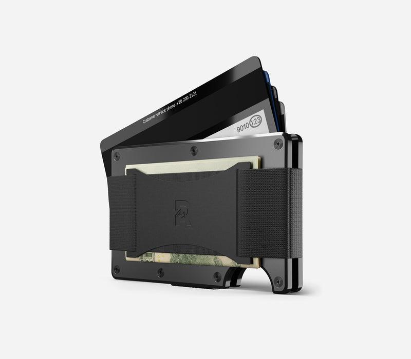 Slim Gunmetal Aluminum Minimalist Wallet with Cash Strap - RFID Blocking, Lightweight & Durable - Perfect for Travel, Everyday Carry & Business Use