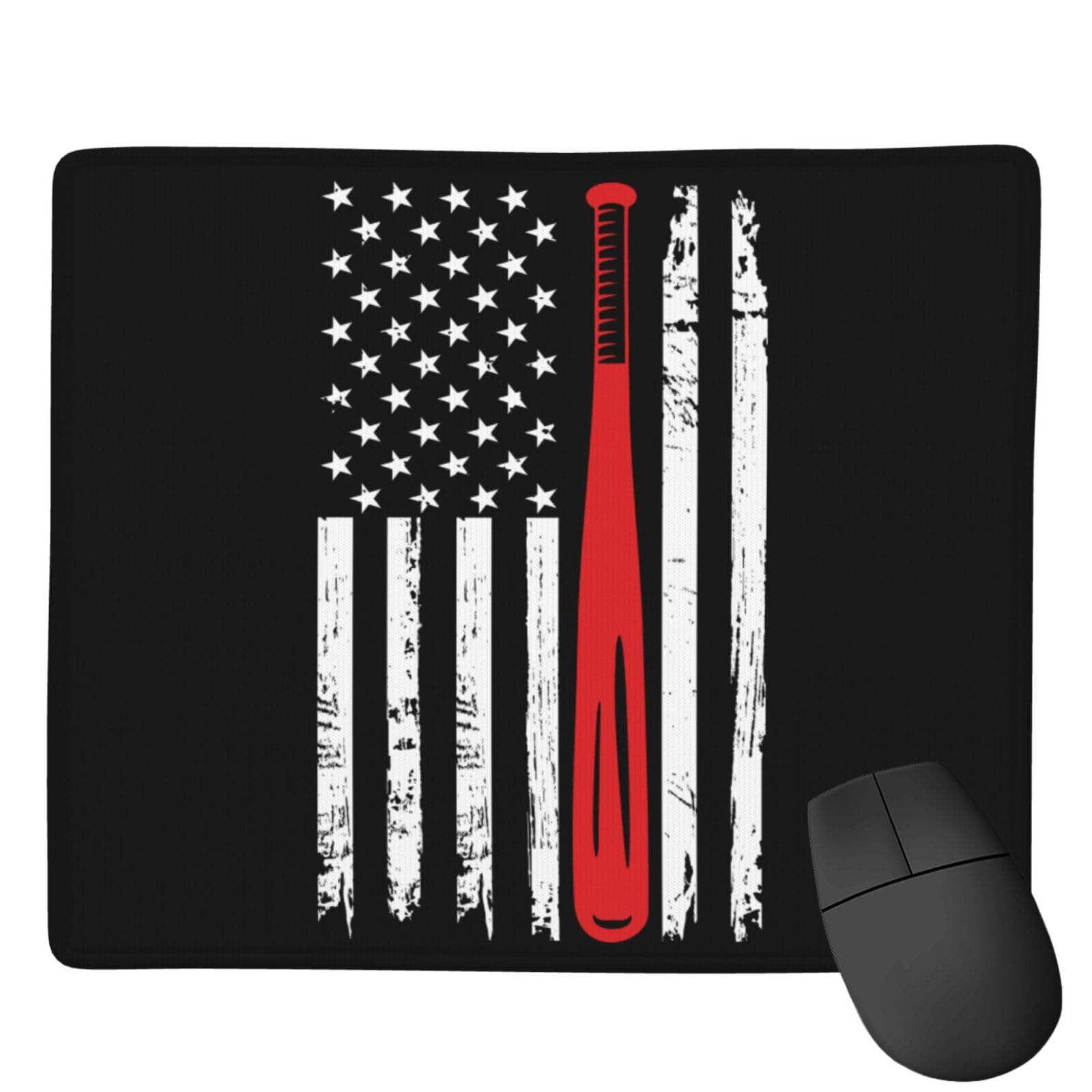 SIYTUAU Baseball American Flag Mouse Pad - Waterproof, Non-Slip Rubber Gaming Mousepad (7x9 inches) for Laptop & Office Use - Perfect for Gamers, Work & Home Computer Setup