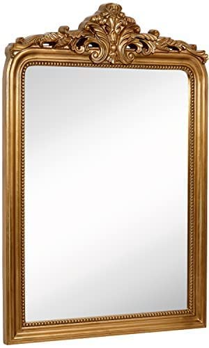 20x30 Inch Vintage Gold Wall Mirror - French Baroque Antique Arched Mirror for Bathroom, Entryway & Vanity Decor | Elegant Ornate Hanging Mirror for Home & Bedroom | Perfect for Wall Decor, Dressing Room & Hallway