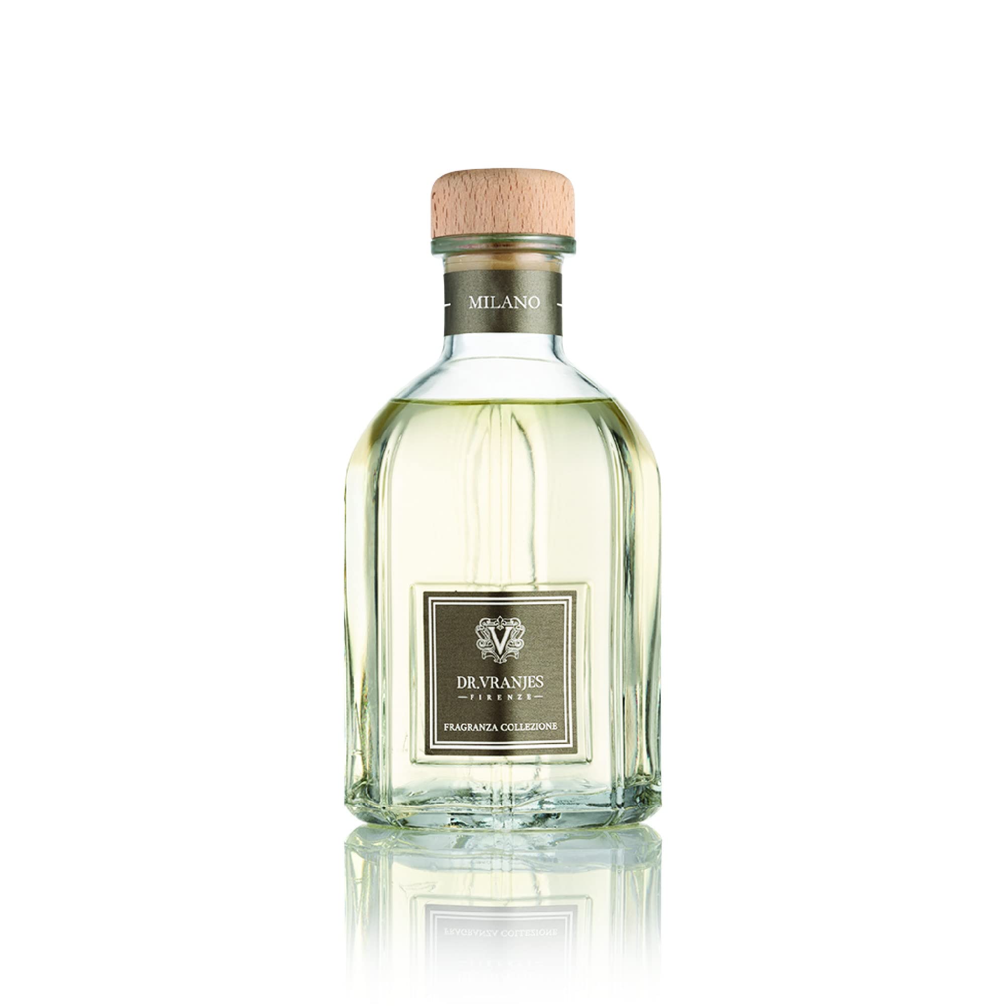 Dr. Vranjes Milano 500ml Luxury Reed Diffuser with 3 White Rattan Sticks - Italian Made Home Fragrance with Patchouli, Pepper & Sandalwood Scent - Perfect for Living Room, Bedroom & Office Decor