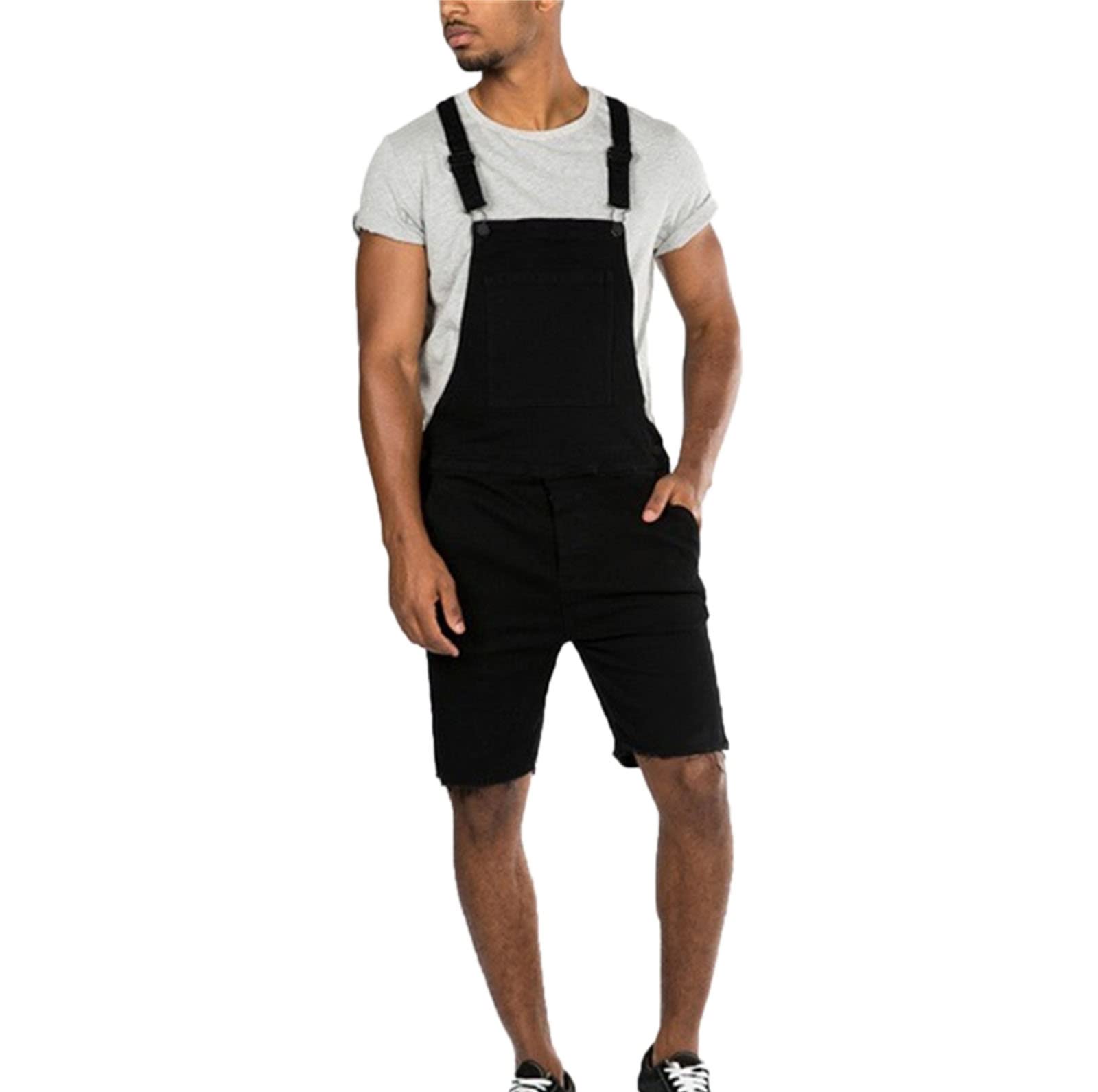 Vintage Denim Short Overalls for Men - Casual Bib Shorts Jumpsuit, Summer Jean Rompers & Trousers | Perfect for Outdoor Activities, Music Festivals, and Streetwear Fashion