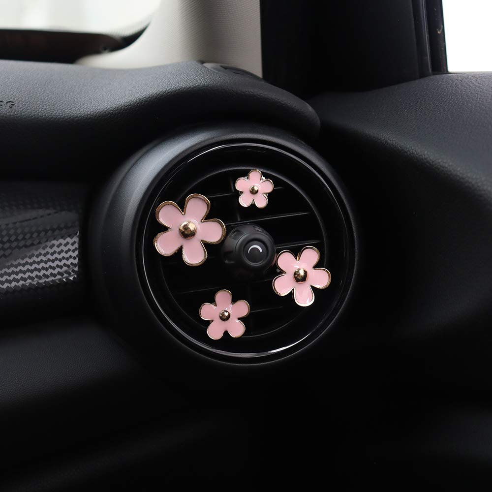 Cute Daisy Flower Air Vent Clips - Car Air Freshener & Decor Accessories for Women (Pink) | Girly Automotive Interior Charm & Aesthetic Decor - Perfect for Cars, Office, and Home
