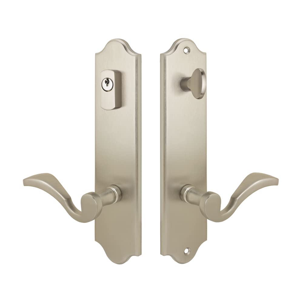 Royal Zinc Die-Cast Door Lever Set with Deadbolt & Back Plates - Satin Nickel Finish, 2-3/4