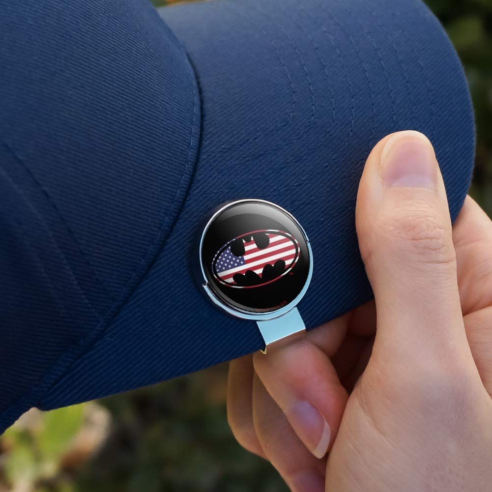 Batman USA American Flag Shield Logo Golf Hat Clip with Magnetic Ball Marker - Stylish Golf Accessory for Fans & Patriotic Golfers