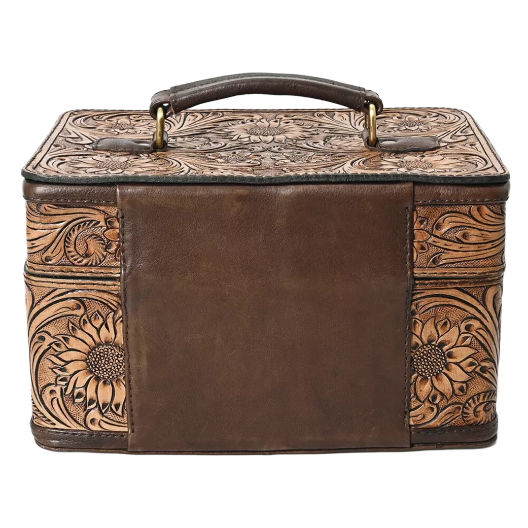 American Darling Hand Tooled Leather Jewelry Box - Premium Travel Jewelry Organizer for Women - Perfect for Gifts, Home Storage & Travel Accessories
