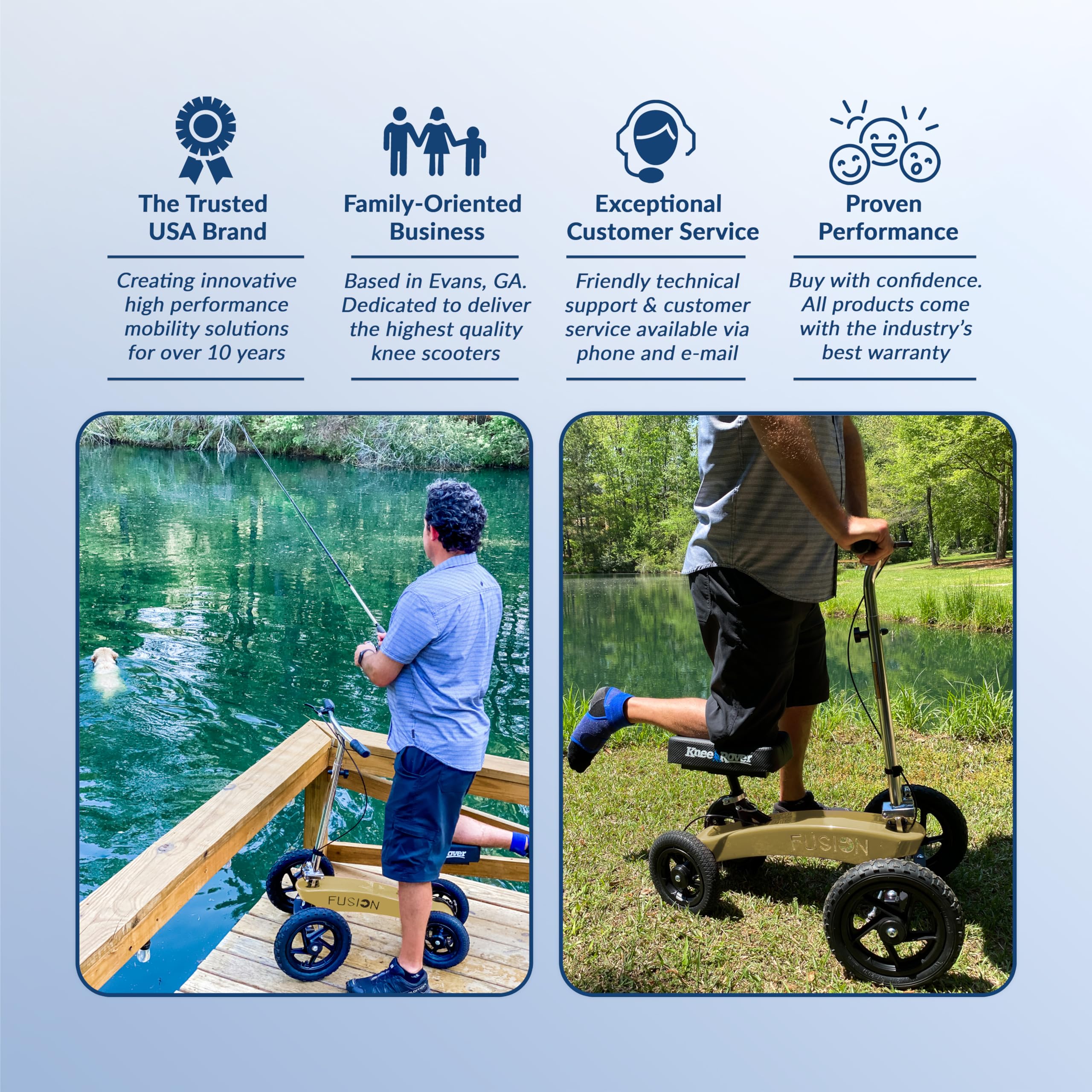 KneeRover All-Terrain Fusion Patented 4-Wheel Steering Knee Scooter - Heavy Duty Knee Walker for Adults with Foot Surgery, Broken Ankle, or Foot Injuries - Mobility Aid for Post-Surgery Recovery & Indoor/Outdoor Use