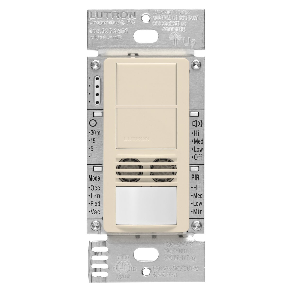 Lutron Maestro Dual Tech Occupancy Sensor Switch - 6 Amp 3-Way/Multi-Location with Neutral Wire Required - MS-B202-LA Light Almond | Ideal for Home, Office & Commercial Lighting Automation