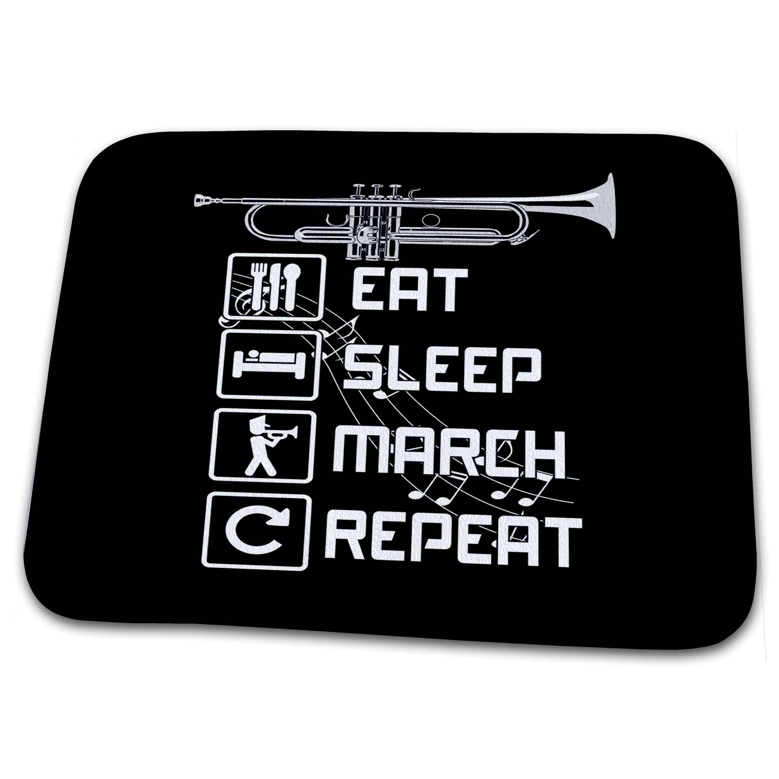 3dRose Trumpet Players in Marching Band Eat Sleep March Bathroom Rug Mat - Non-Slip Absorbent Bath Mat for Bathroom, Shower & Laundry Room - Rug-353412-1