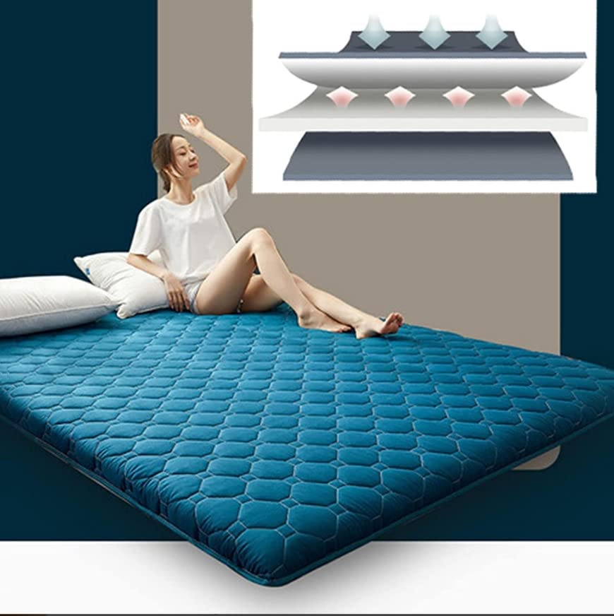 Japanese Style Floor Mattress - Thick Foldable Futon Mattress for Adults & Kids | Portable Sleeping Pad for Dorm, Camping & Travel | Double Size Tatami Mattress for Bedroom, Living Room & Guest Room