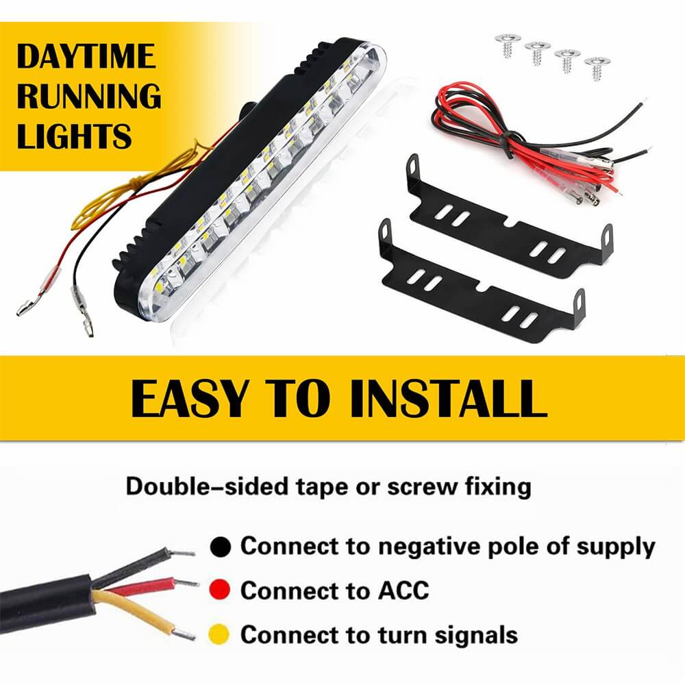Universal LED Daytime Running Lights Kit - White & Amber Turn Signal Lights (30pcs LED Chips) for Cars, Trucks & SUVs - Enhanced Visibility & Safety Day & Night