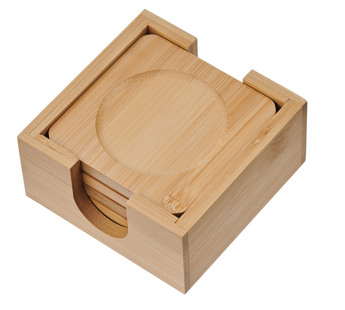 Premium Visol Bamboo Coaster Set - 6 Pack Eco-Friendly Drink Coasters for Hot & Cold Beverages - Perfect for Home, Office, Bar, and Party Use