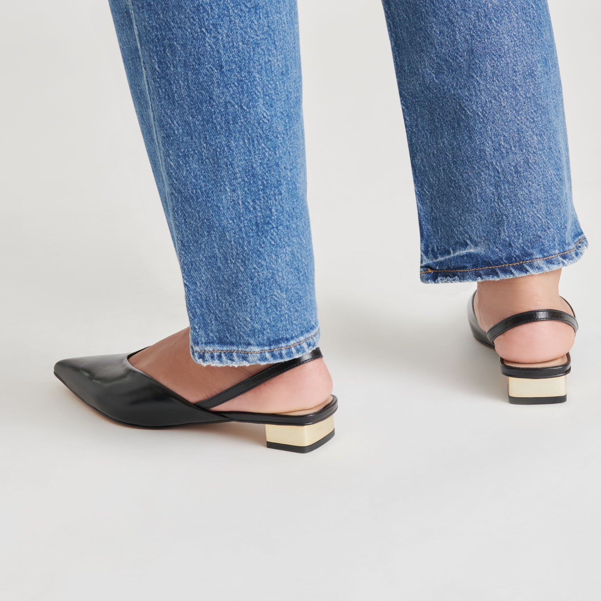 BYANCA Women's Black Leather Flats - Comfortable Slip-On Shoes for Work, Office & Casual Wear
