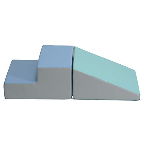 CF805-177 Up & Down 2-Piece Foam Play Set - Toddler Climbing & Crawling Toys for Indoor Playrooms, Homeschool & Daycare | Blue/Grey Modern Design | Perfect for Early Childhood Development & Active Play