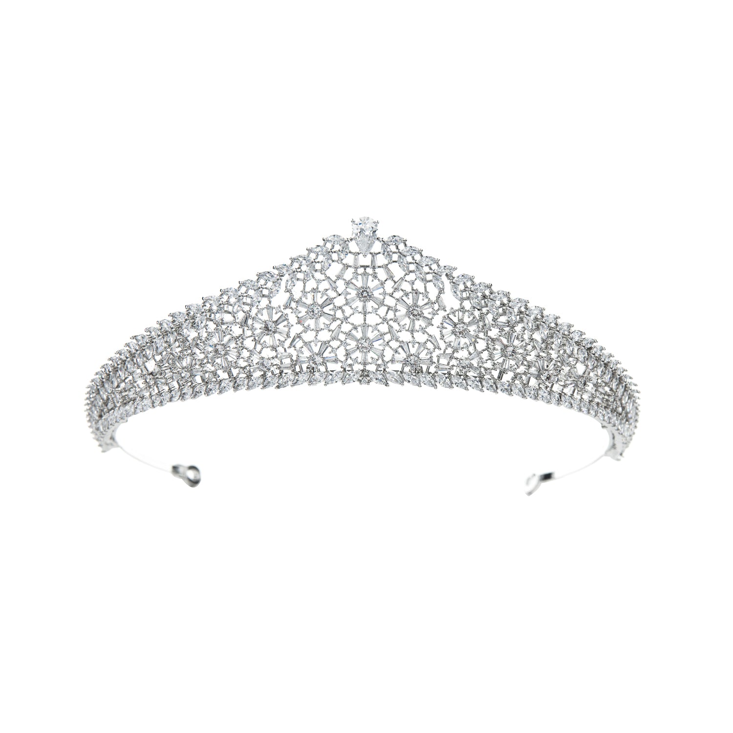 Elegant Cubic Zirconia Wedding Tiara for Bride - Sparkling Bridal Hair Accessory for Weddings, Prom & Special Occasions | CH10351