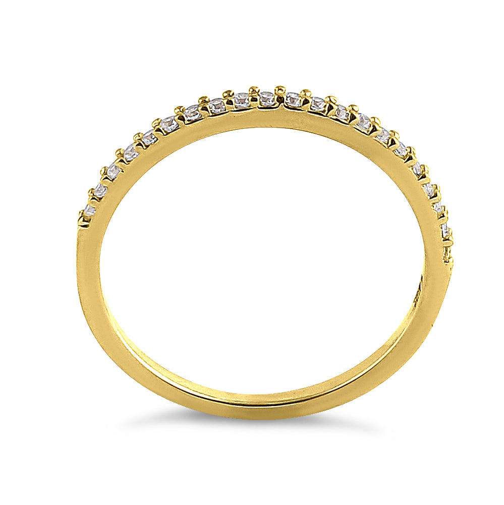 14K Solid Yellow Gold Round Cut Half Eternity Cubic Zirconia Ring for Women - Elegant Wedding Band, Anniversary Gift, or Everyday Jewelry
