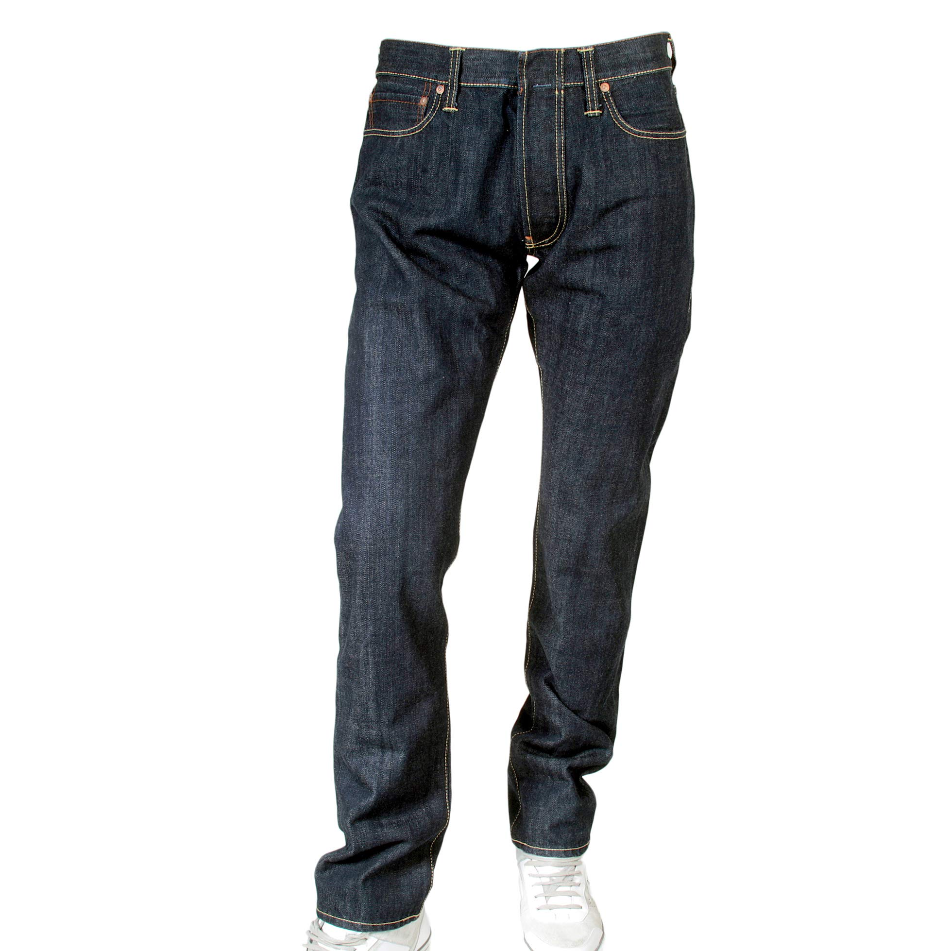 Ijin Men's J5214 23E Slim Fit Red Line Denim Jeans - Comfortable Stretch Slim Leg Pants for Casual Wear & Everyday Outfits