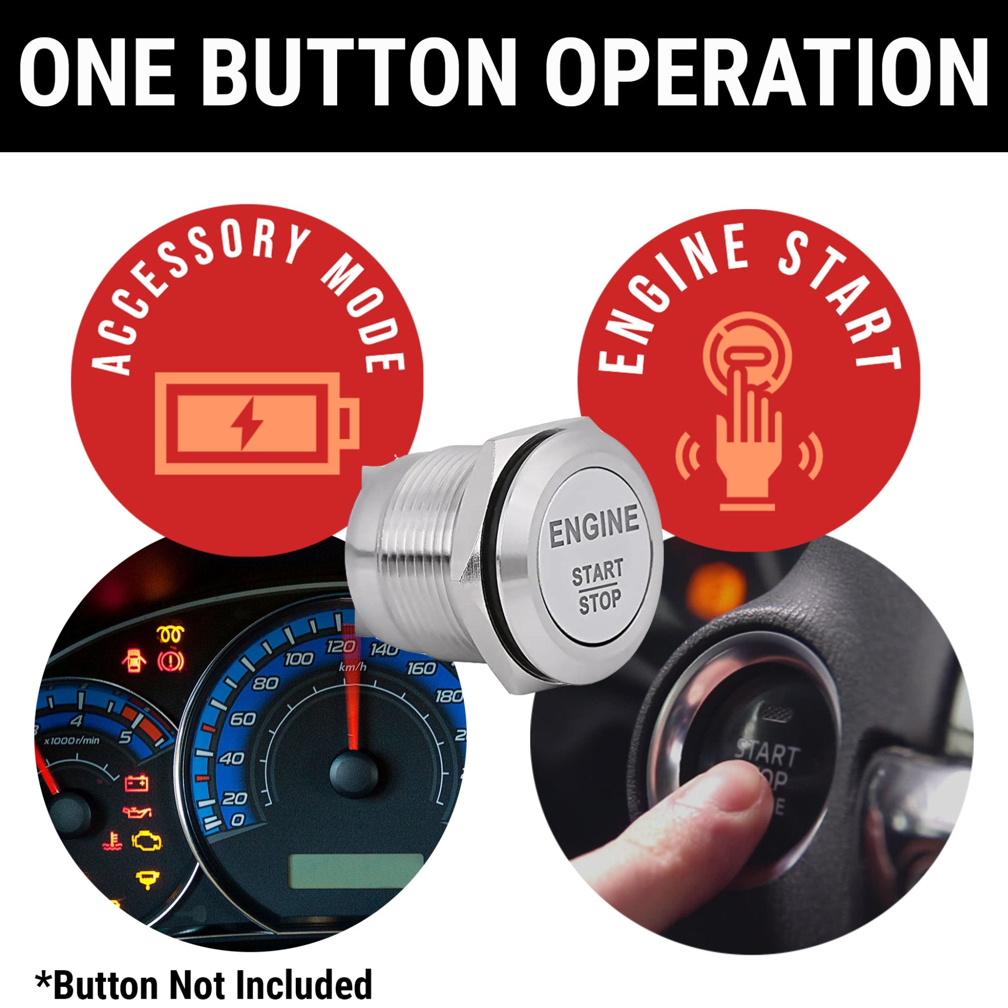 1901-1907 Oldsmobile Model R Keyless Ignition Push Button Start Kit - 12V Engine Starter ON/OFF Switch - Classic Car Restoration & Hot Rod Upgrade