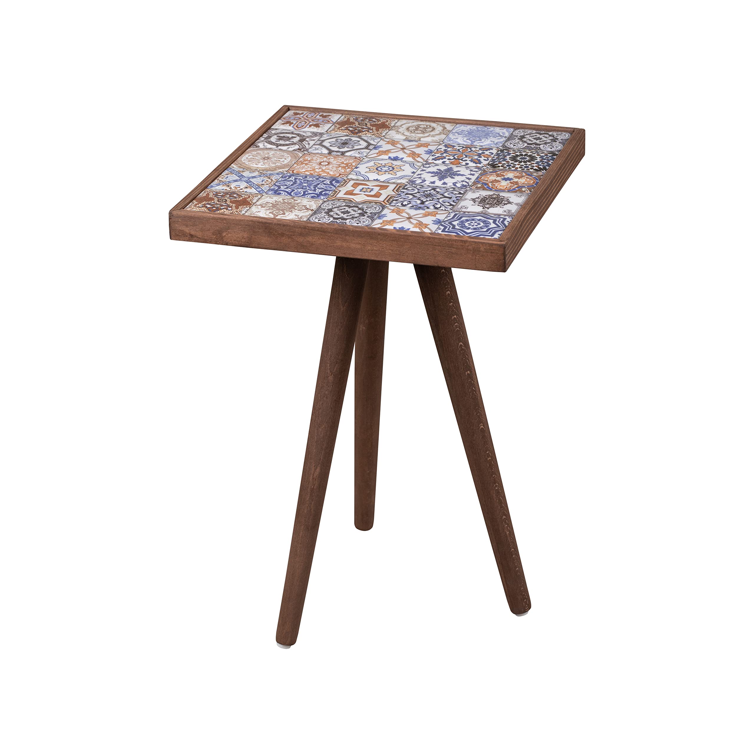 Comfyt Solid Wood Nesting Side Table with Mexican Tile - Coffee Table, End Table, Nightstand for Bedroom & Living Room - Home Decor Accent Table & Bedside Essential