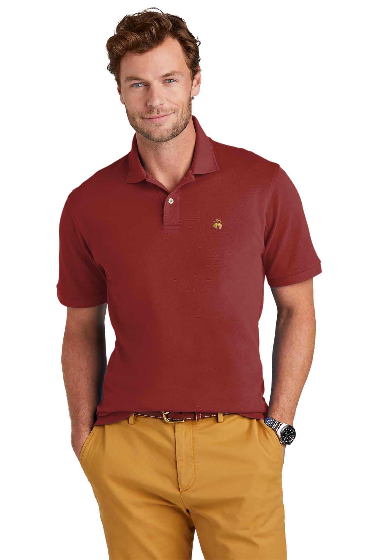 Brooks Brothers Men's Pima Cotton Pique Polo Shirt - Rich Red - Premium Comfort for Casual & Business Wear