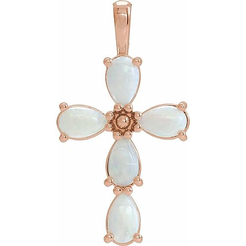 Genuine White Opal - 5mm x 3mm - 14k Rose Gold
