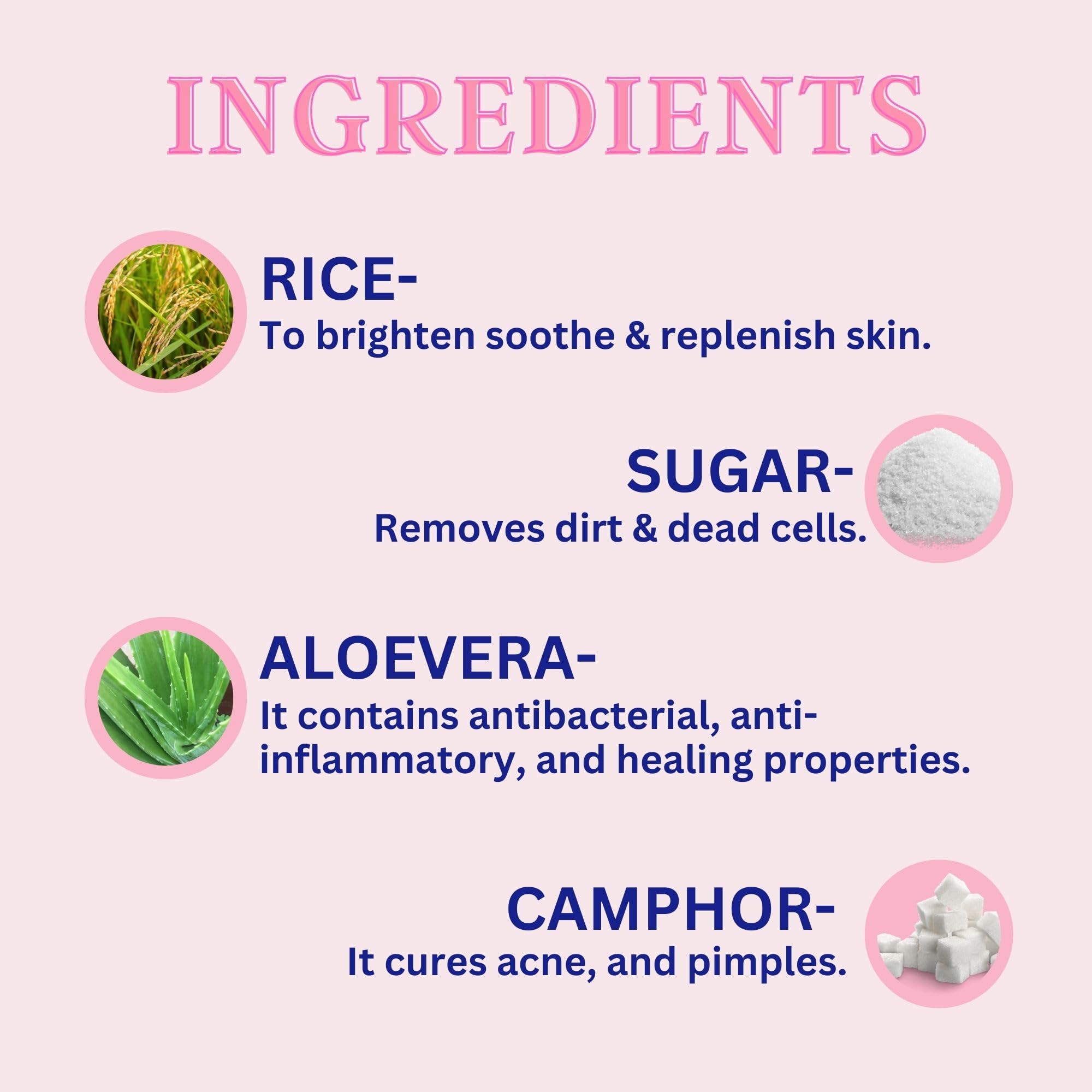 Bare Ayurveda Herbal Face Wash with Rice & Aloe Vera | Natural Glow Brightening Cleanser | Chemical-Free for All Skin Types | 50g | Daily Skincare Routine for Radiant Complexion