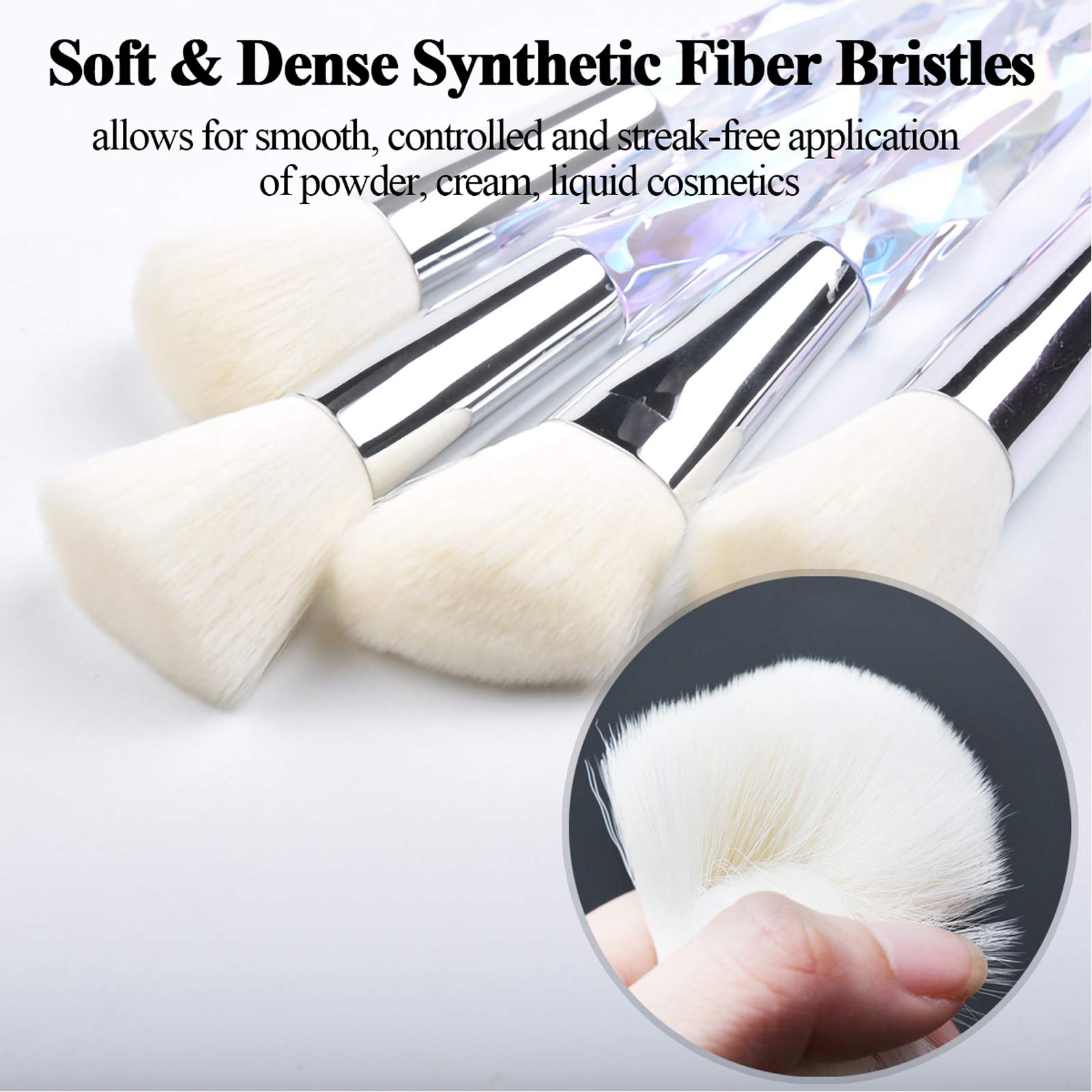 Premium 10-Piece Kingtree Makeup Brush Set - Crystal Handle Synthetic Bristles for Foundation, Blush, Eyeshadow & Eyebrows | Professional Cosmetic Brushes for Women & Teens | Perfect for Daily Makeup, Travel & Professional Makeup Artists